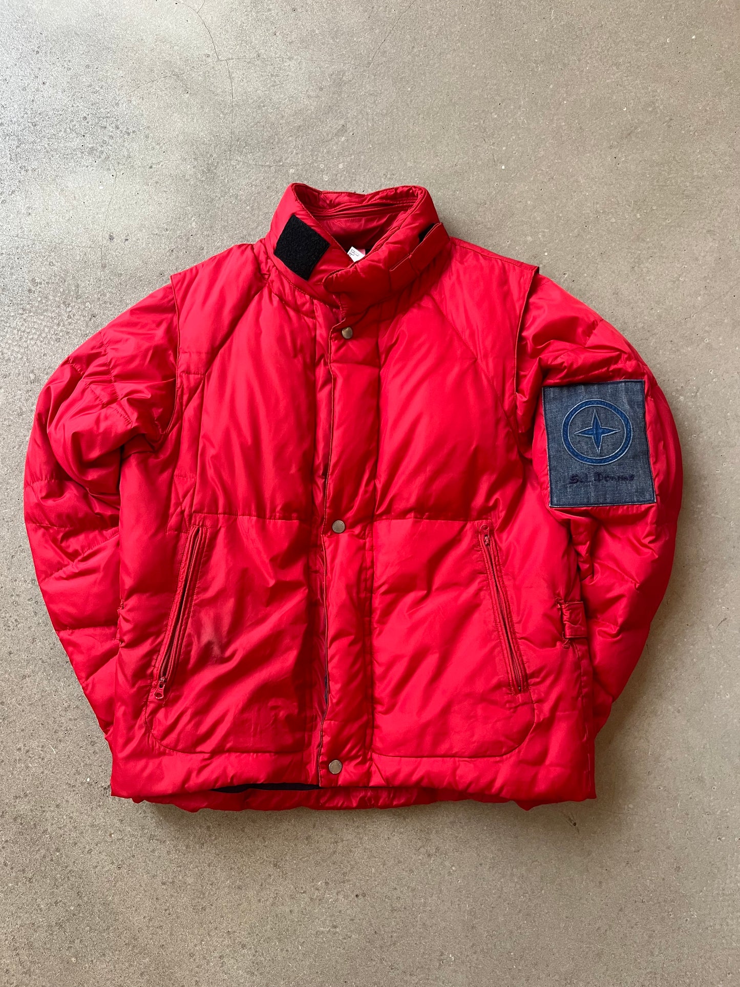 Stone Island Denim 2005 Goose Down Puffer Jacket Large Red