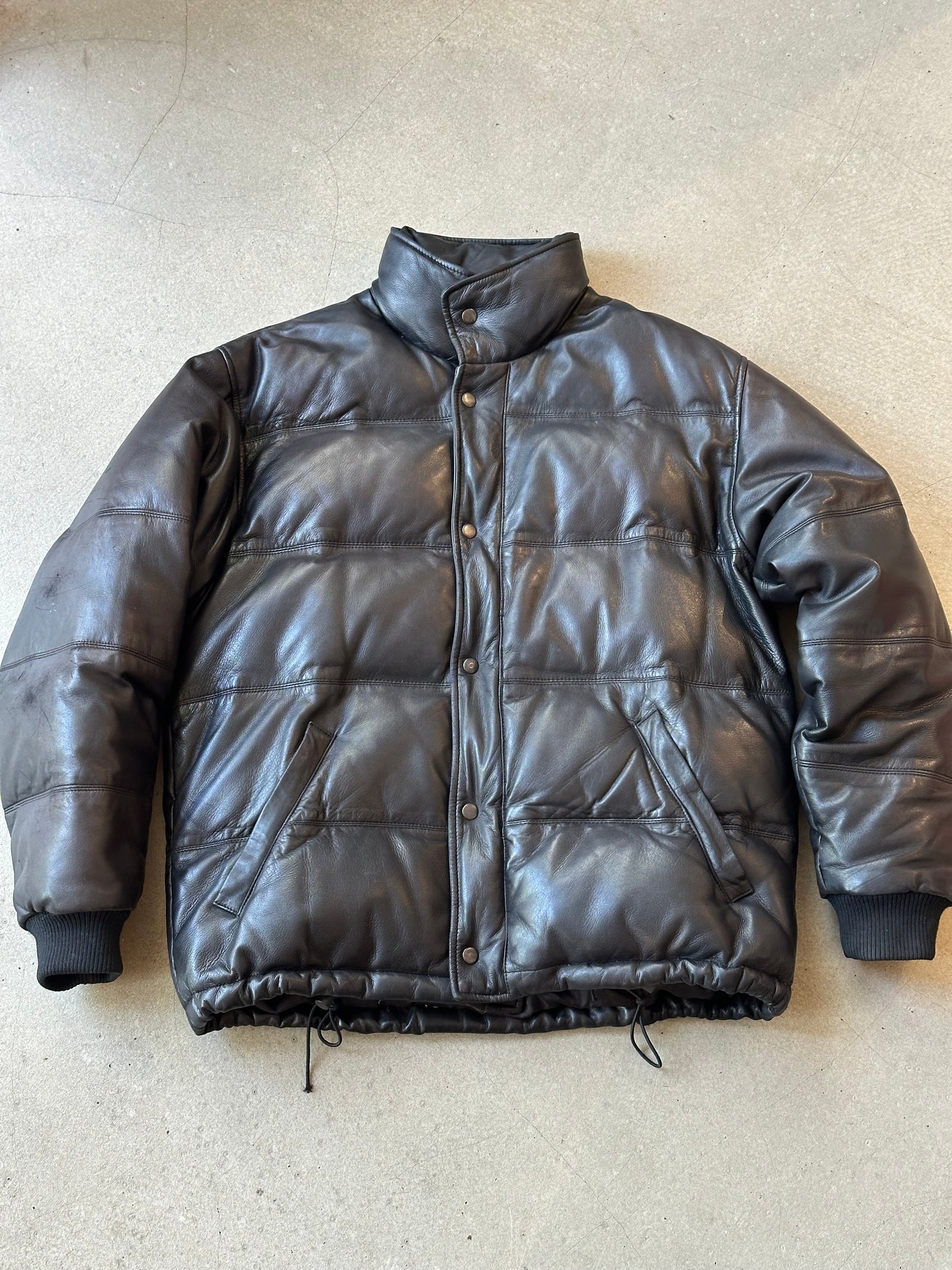 COACH Leather Puffer Jacket L