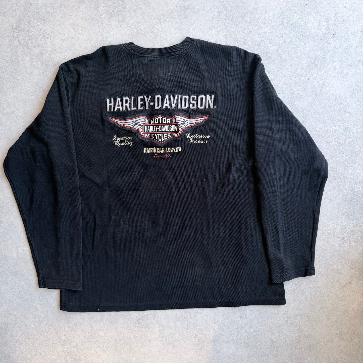 Harley Davidson Waffle Knit Black L