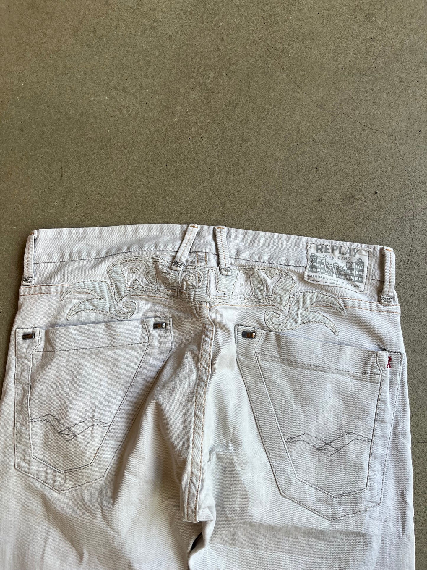 Replay Backprint Jeans White W34