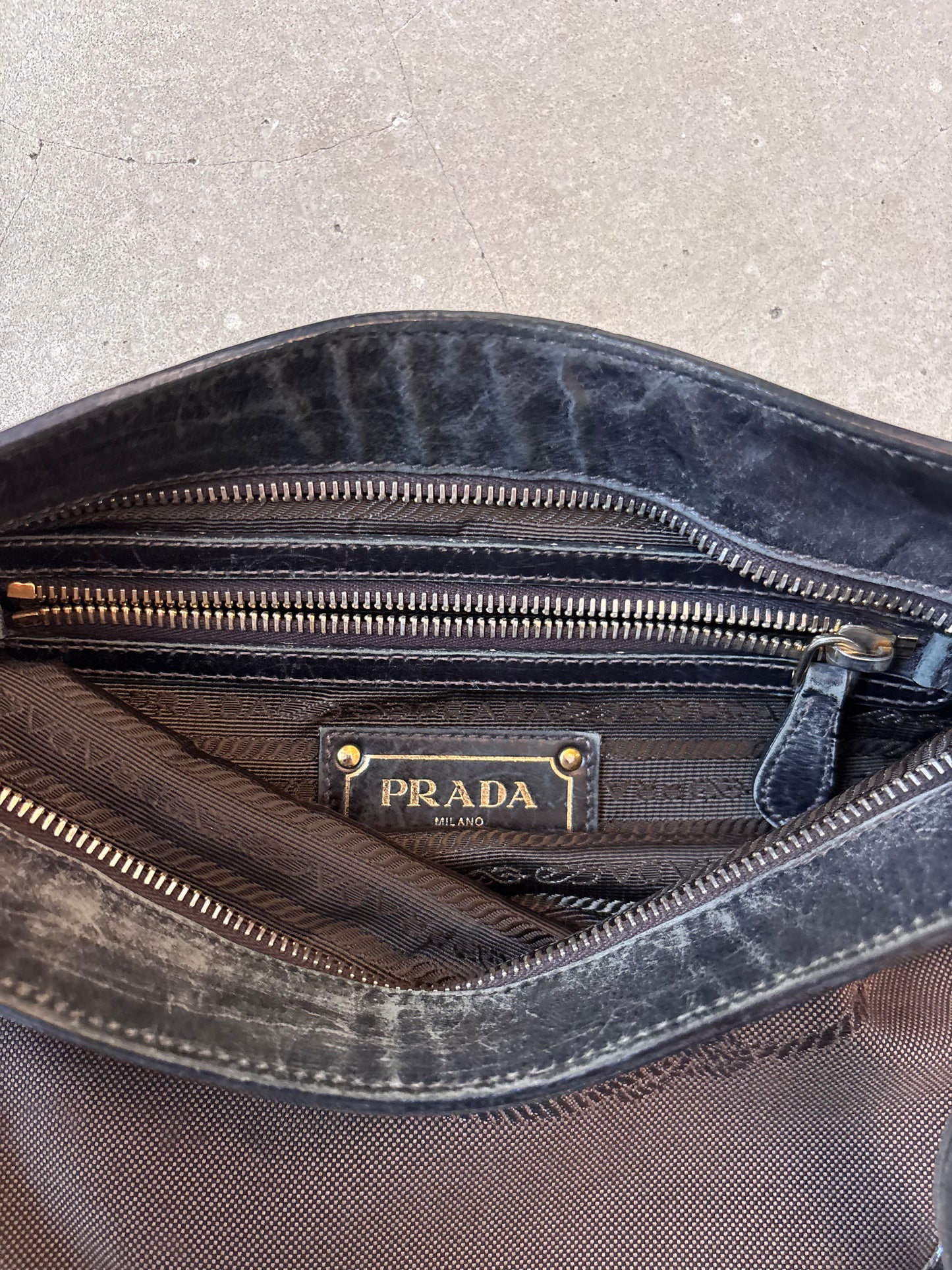 Prada Jacquard Shoulder Bag Brown