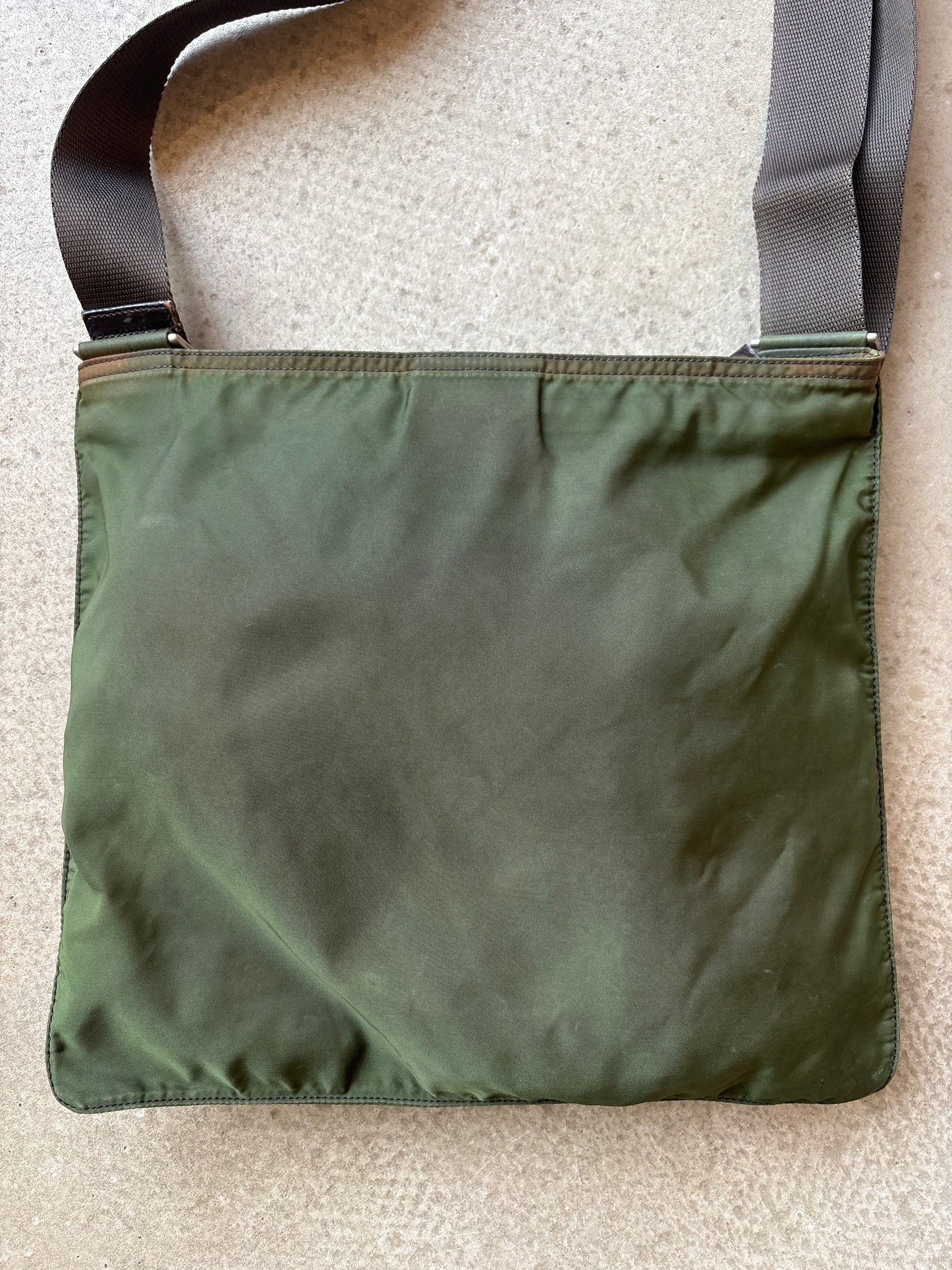 Prada Nylon Flat Messenger Bag Green