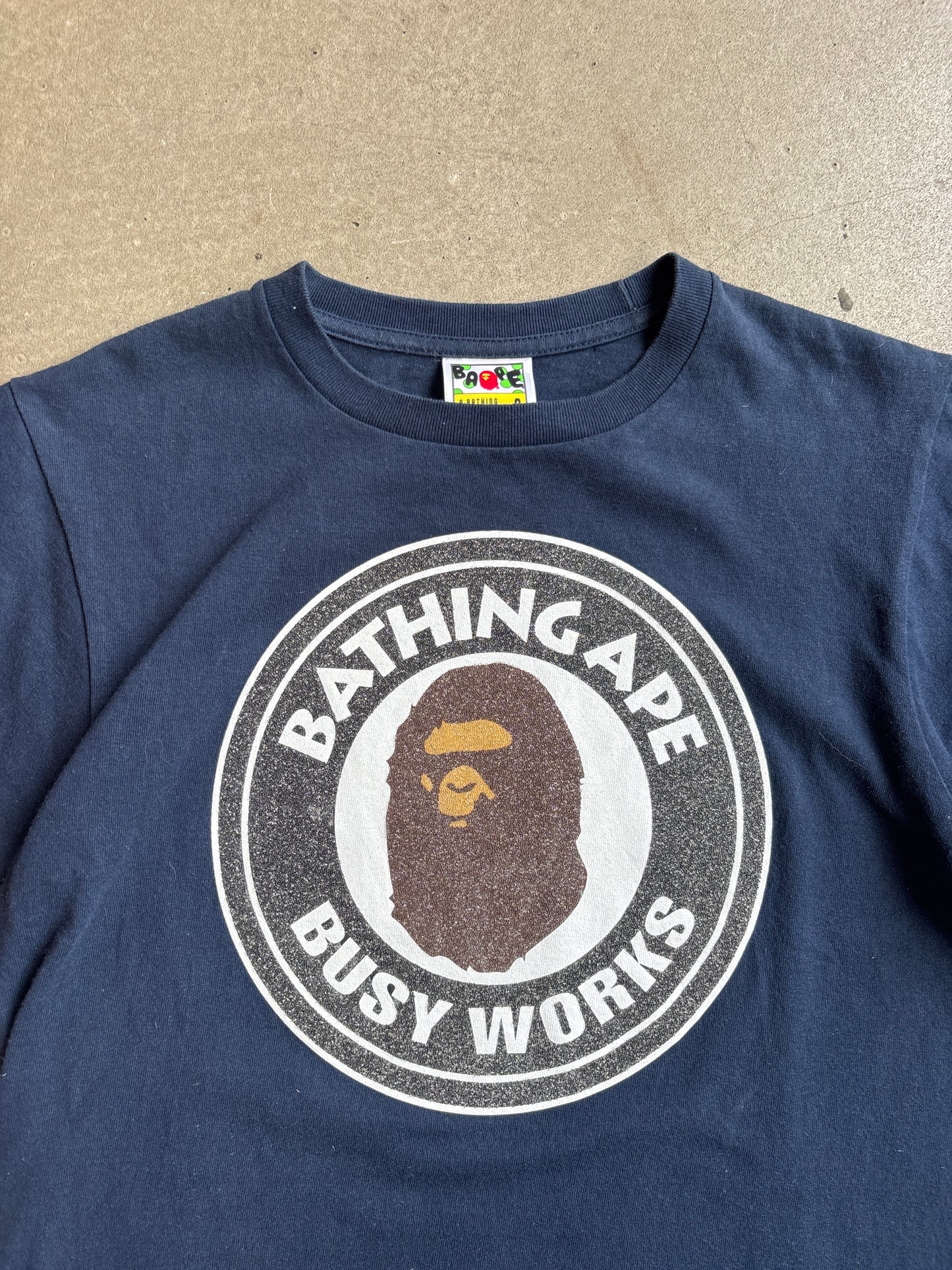 Bape Rhinestone Busy Works Tee Navy S