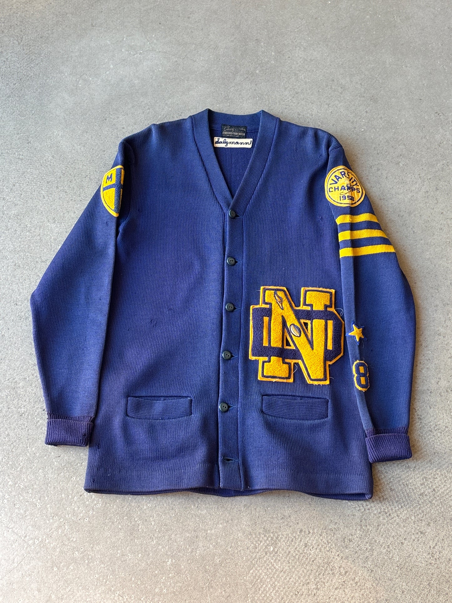 Vintage 60s The Californian Award Wool Cardigan Navy XL