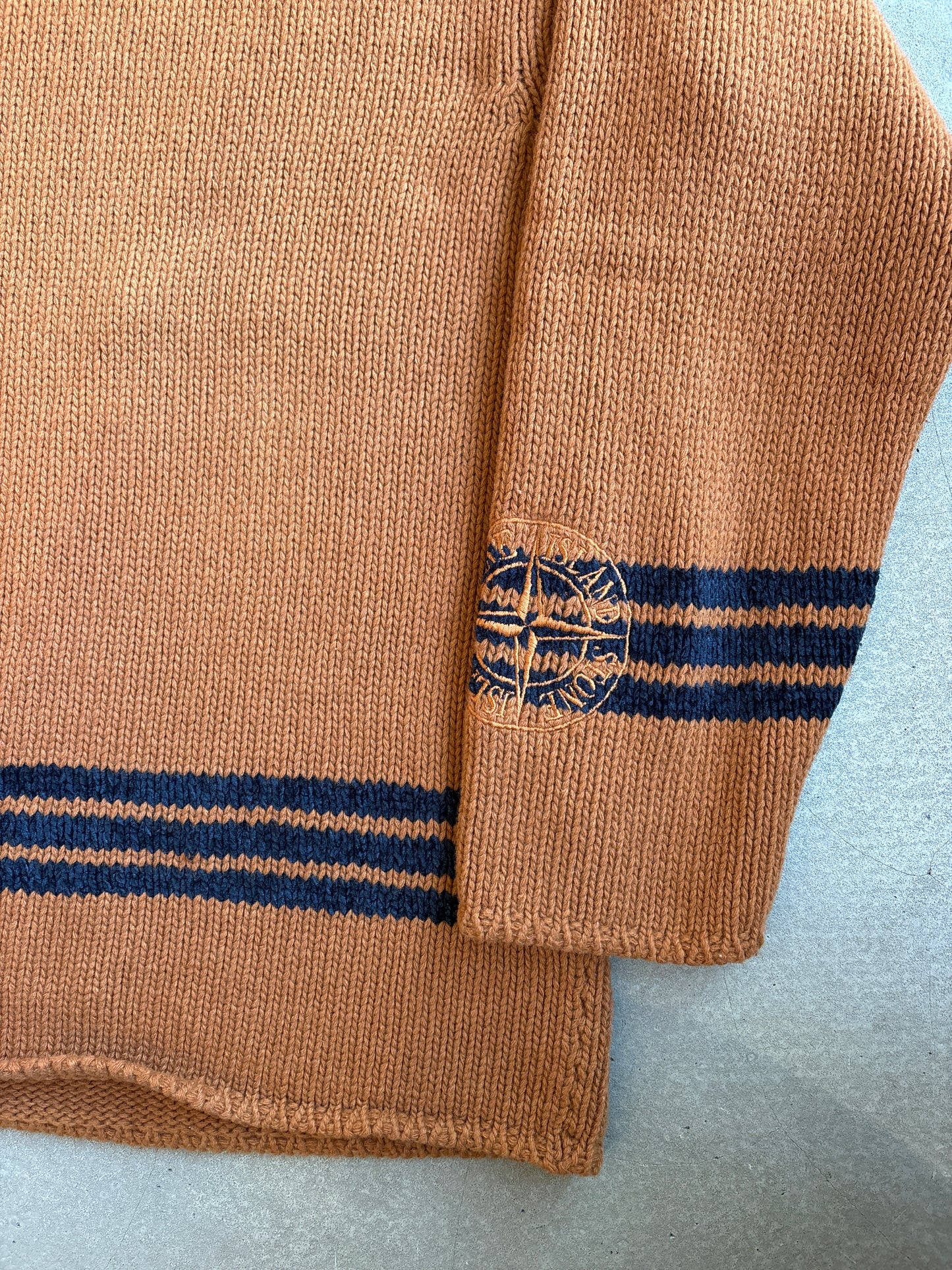 Vintage Stone Island Arm Logo Knit Brown Medium