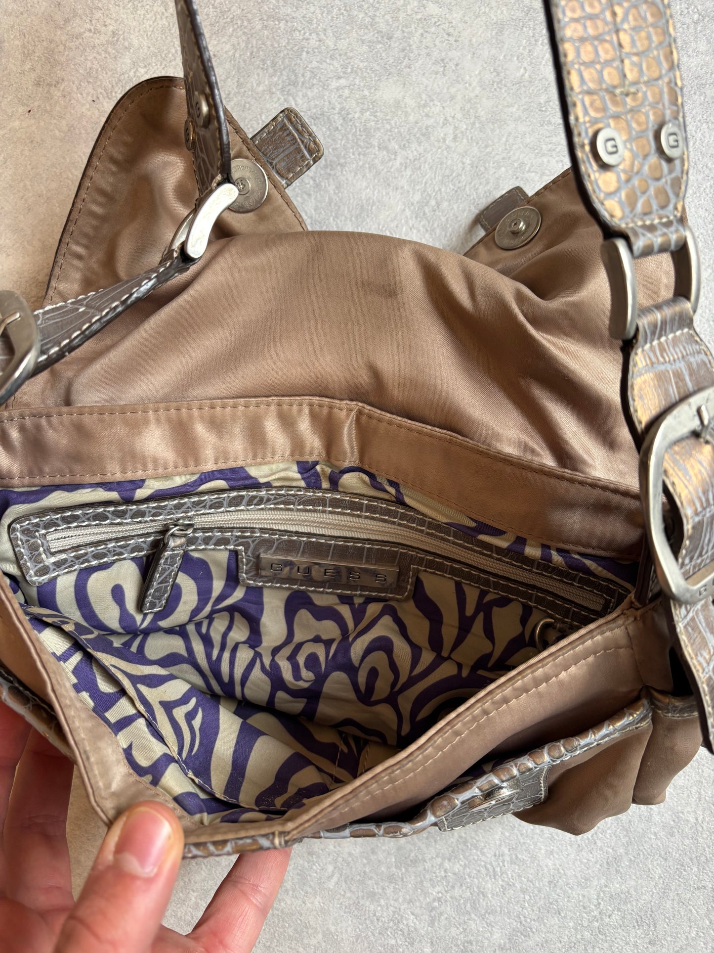 Guess G Buckle Bag Faux Croc