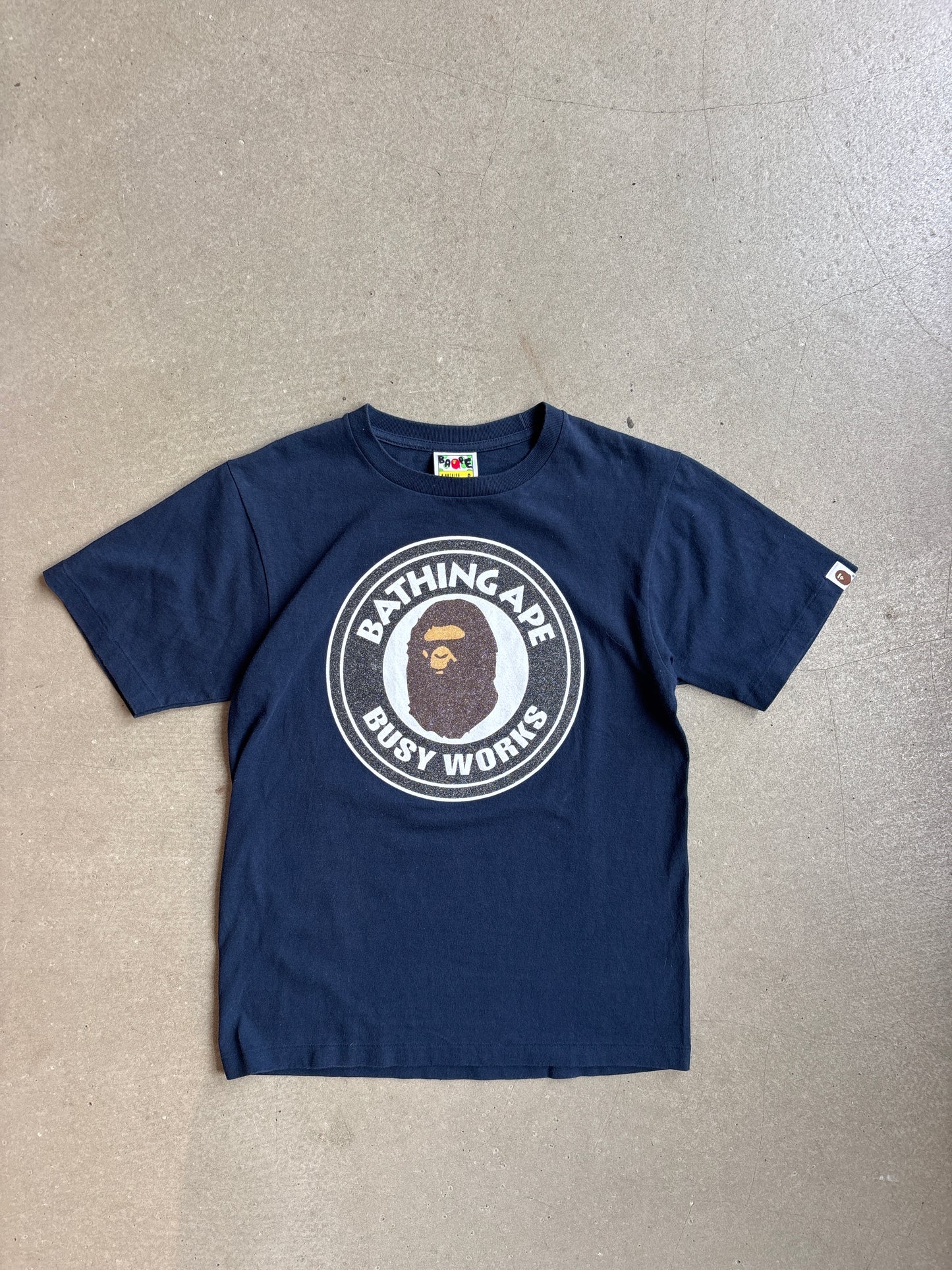 Bape Rhinestone Busy Works Tee Navy S