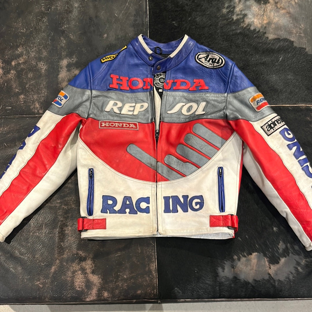 Vintage leather racing on sale jacket