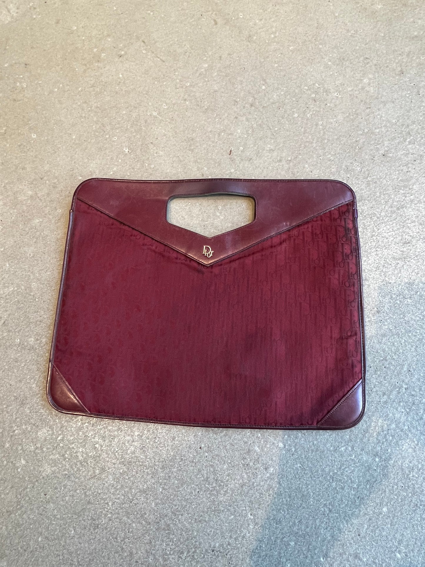 Dior Monogram Double Cloth Clutch Bag Burgundy