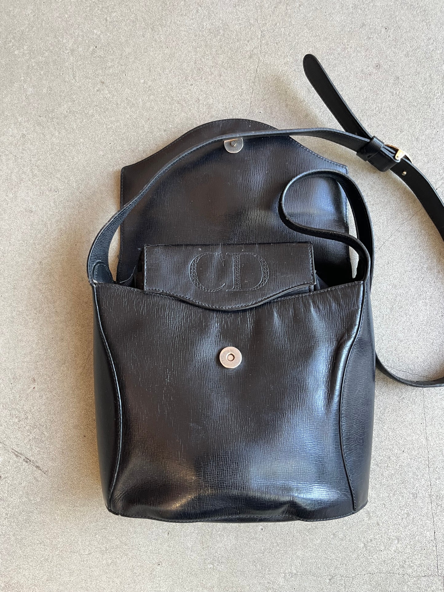 Christian Dior Leather Sling Bag Black