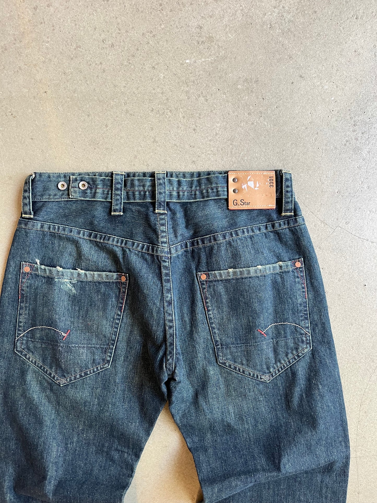 G-star Radar Low Loose Distressed Washed Jeans Size 33