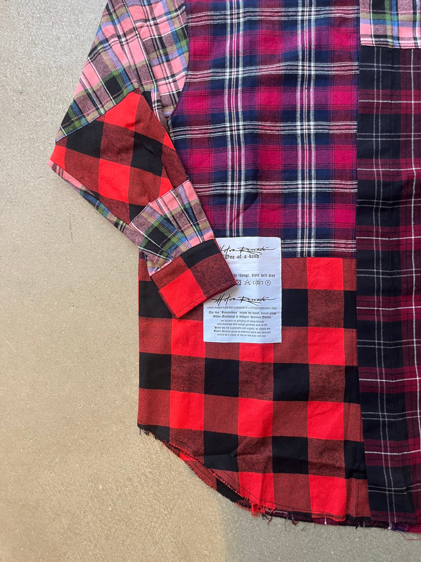 Re-cut Flannel Shirt Sally with Snake Red