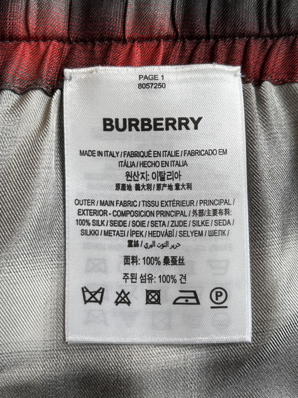 Burberry x Pop Trading Company Bradelow Check Silk Shorts XL