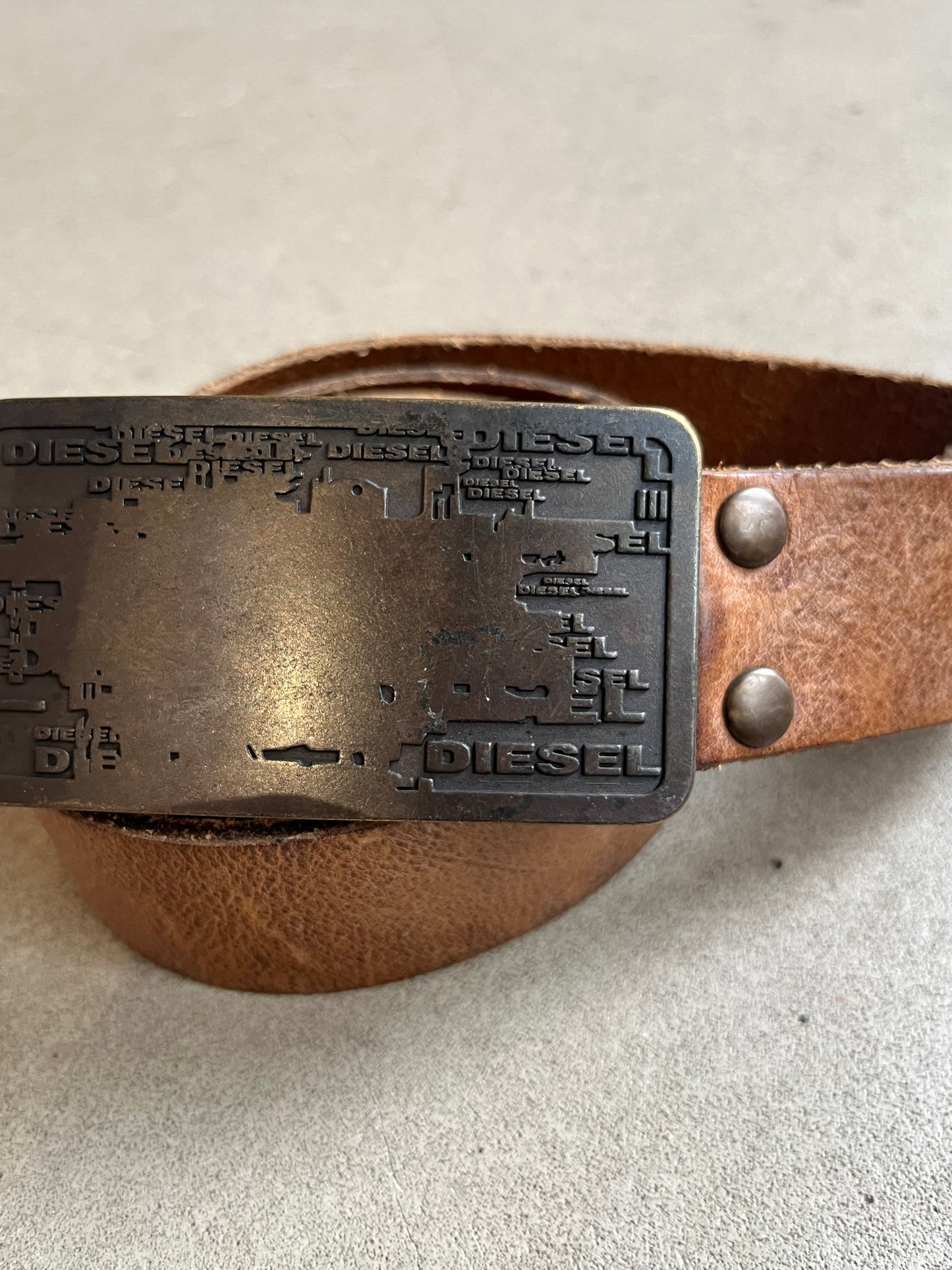 Diesel Blurred Buckle Belt Brown