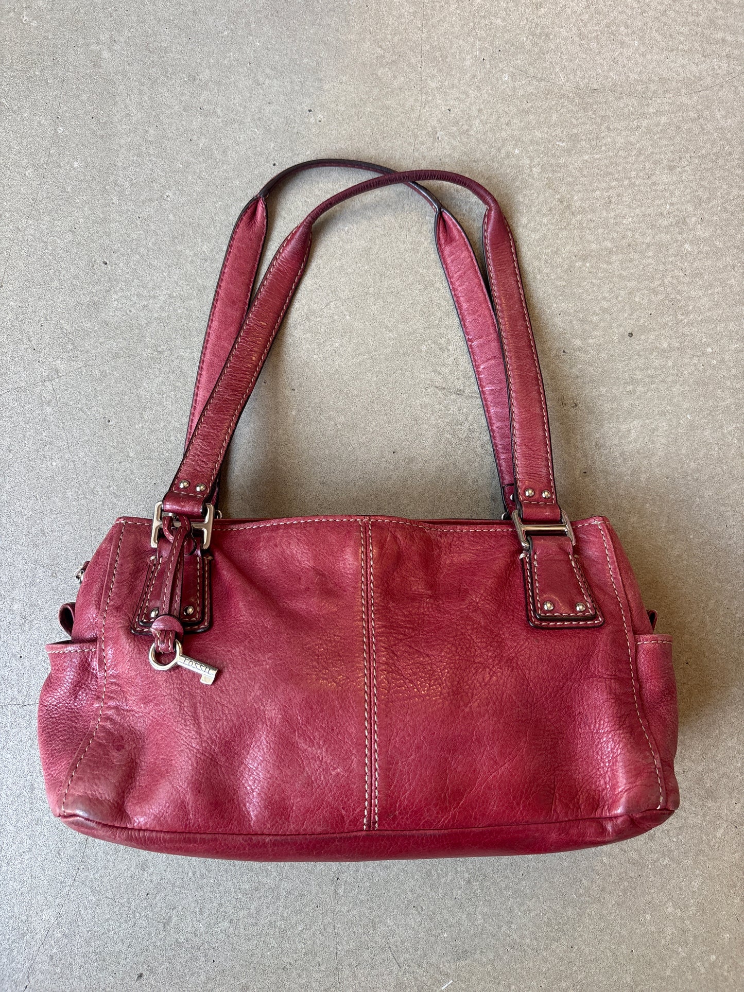Fossil red Leather Bag