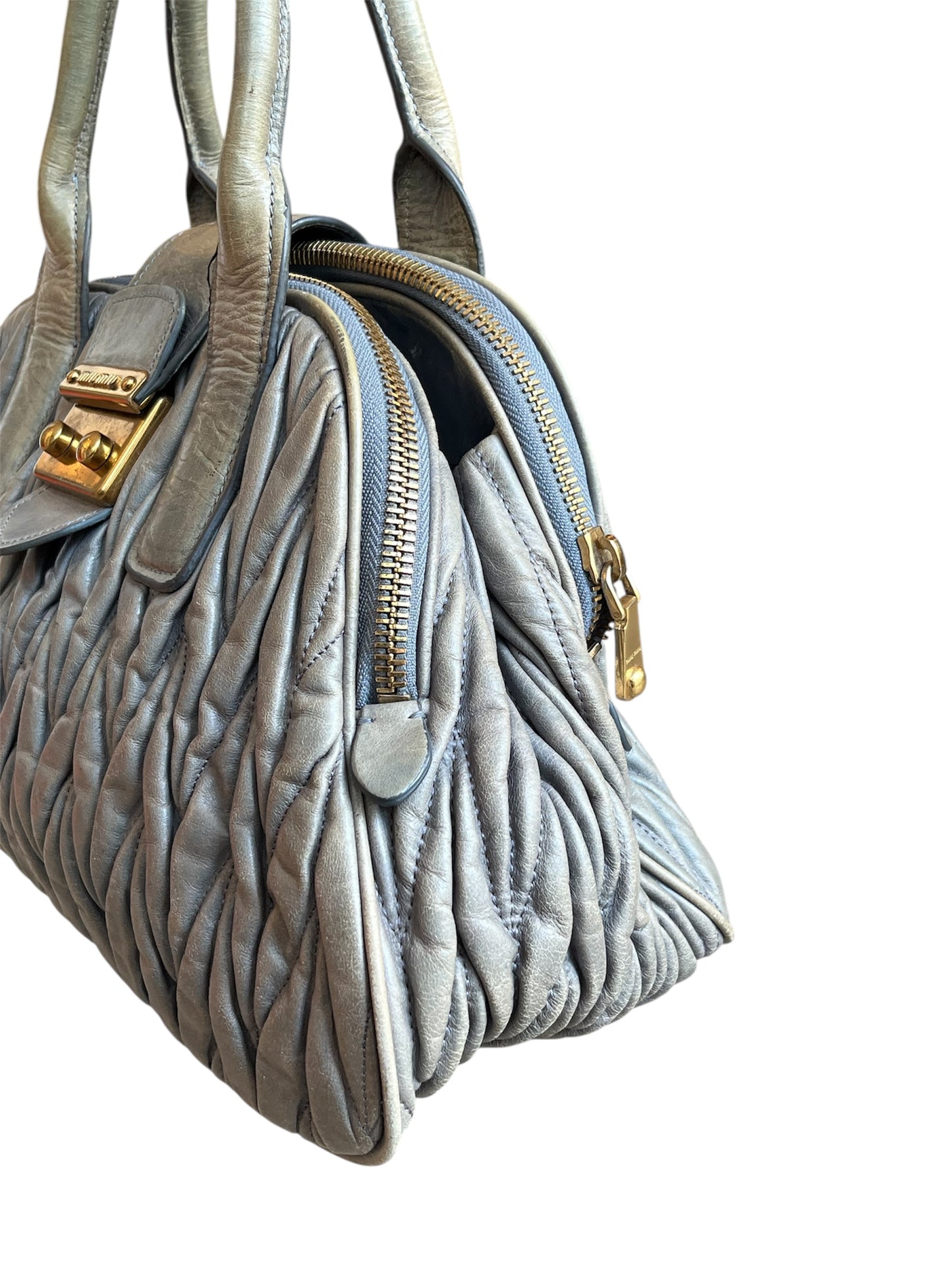 Miu Miu Soft Leather Handbag Grey