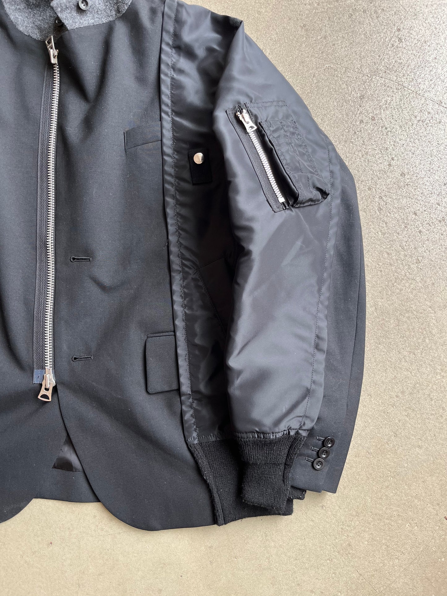 Sacai Wool Blended Twill Jacket Black Medium