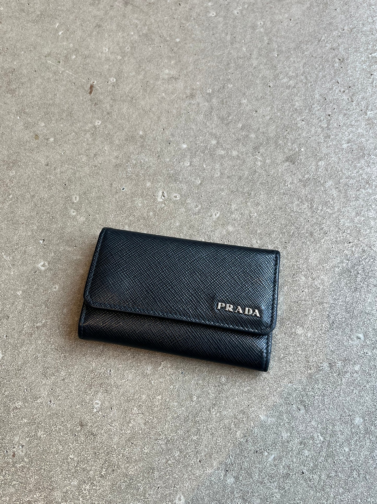 Prada Nero Leather Key Case Black