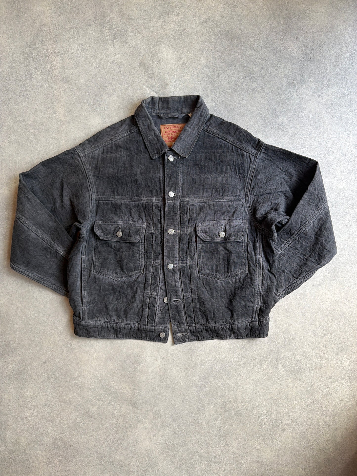 Stussy X Levi's Jacquard Trucker Jacket Grey  M
