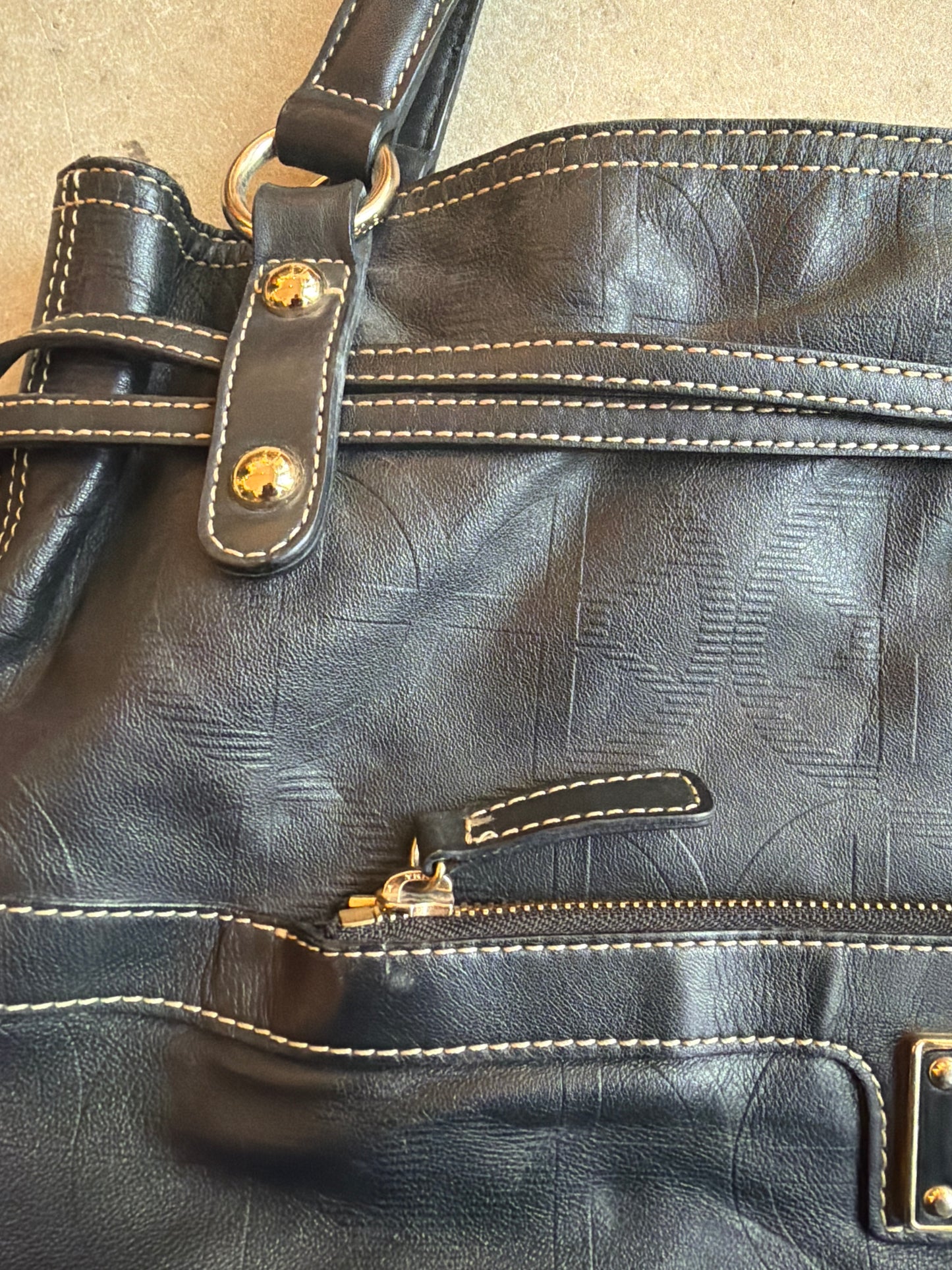 Bean Pole Black Leather Hand Bag