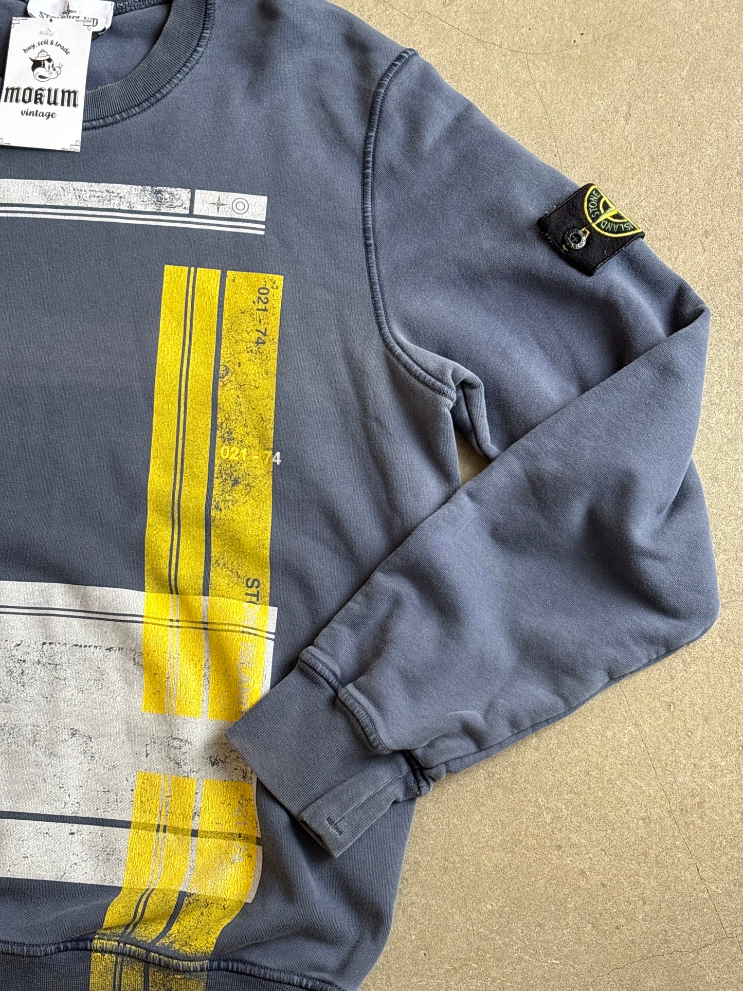 Stone Island Sugar Paper Print Crewneck Blue M
