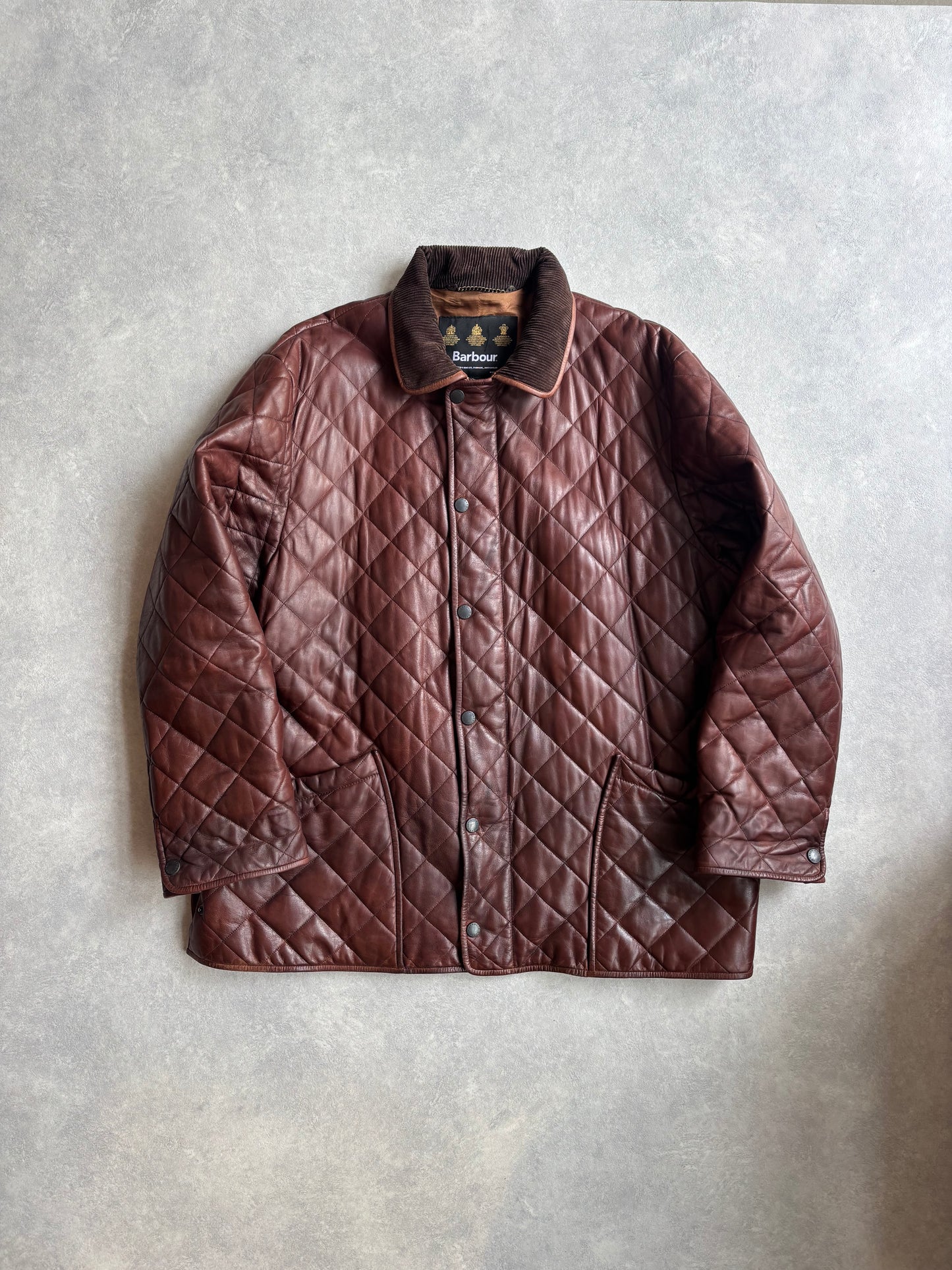 Barbour Brown Leather Jacket XL
