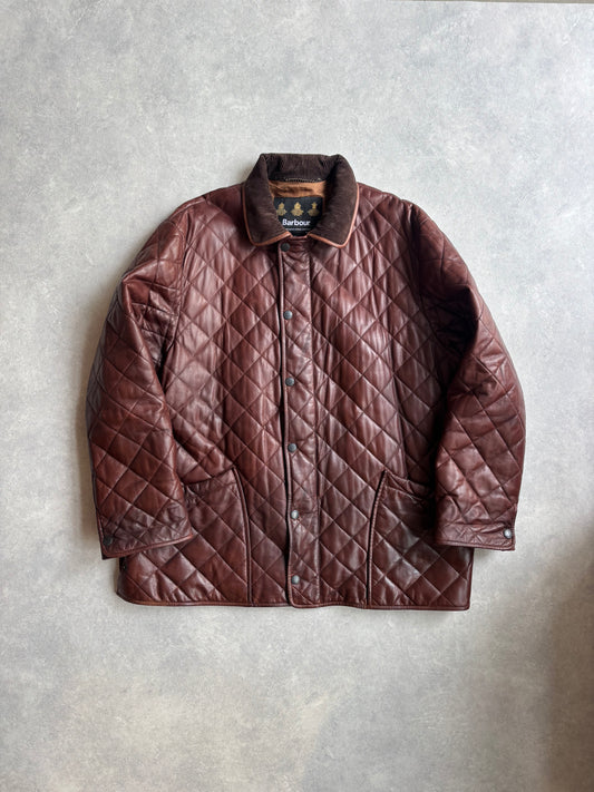 Barbour Brown Leather Jacket XL