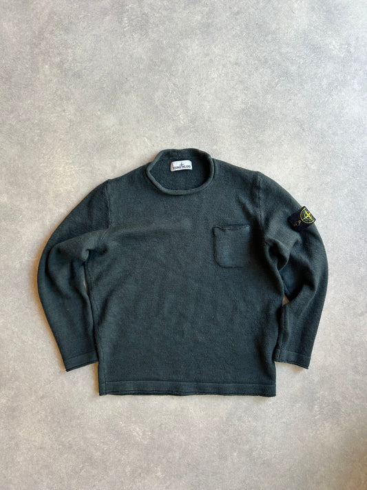Stone Island Dark Green Cut Turtle Wool Sweater XXL