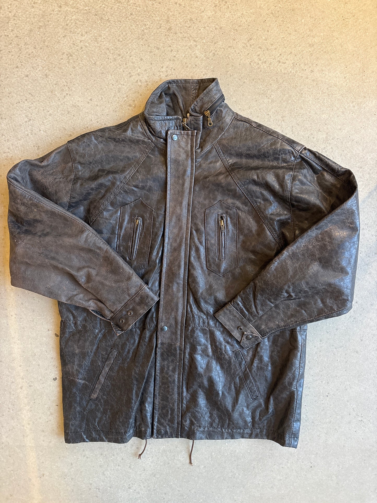 Vintage Brown Cracked Leather Jacket M