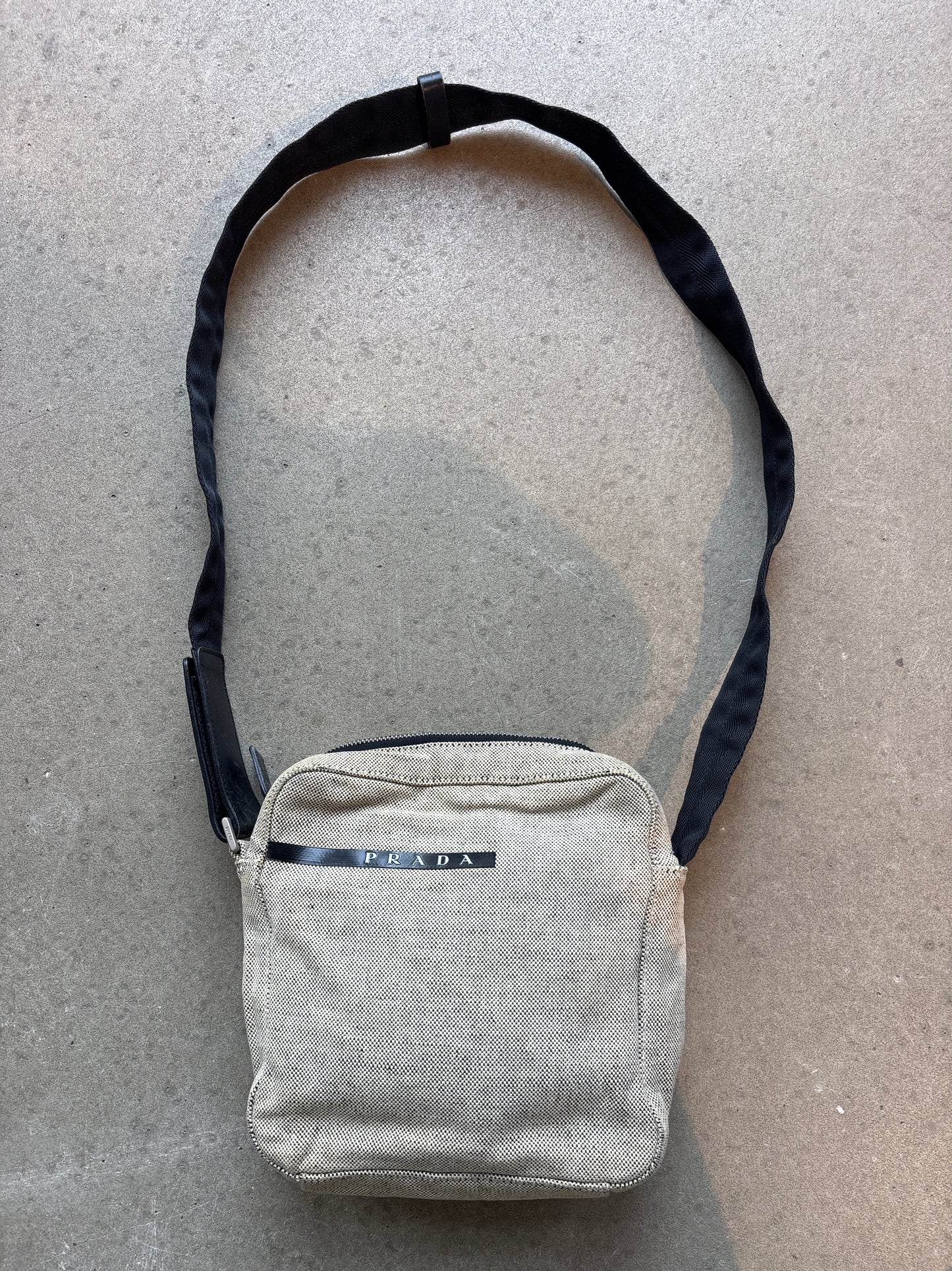 Prada Sport Canvas Cross Body Bag Cream