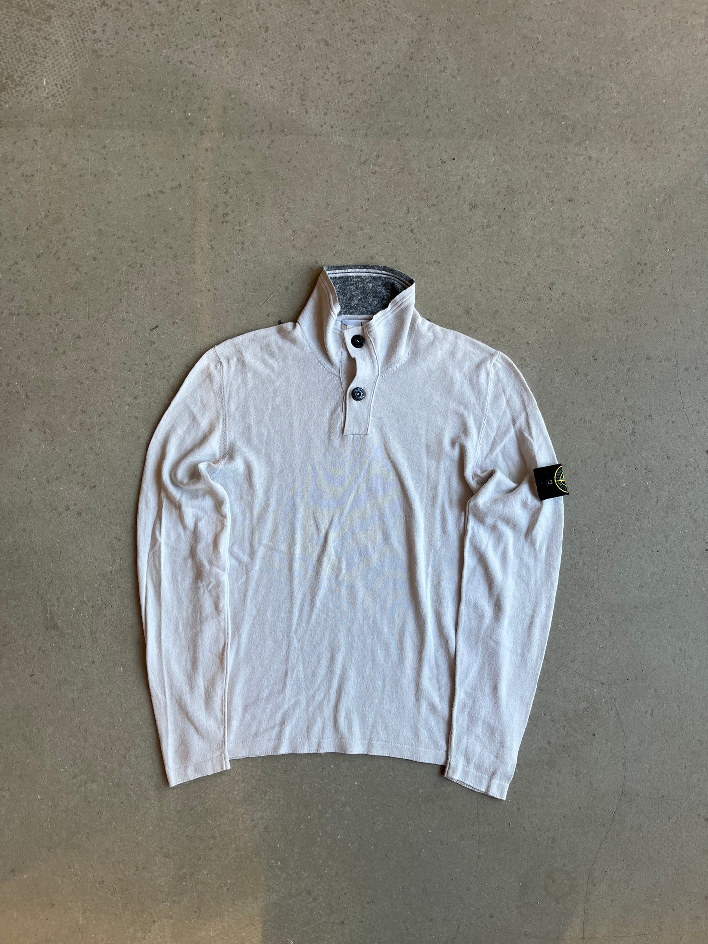 Stone Island Button Up Sweater White