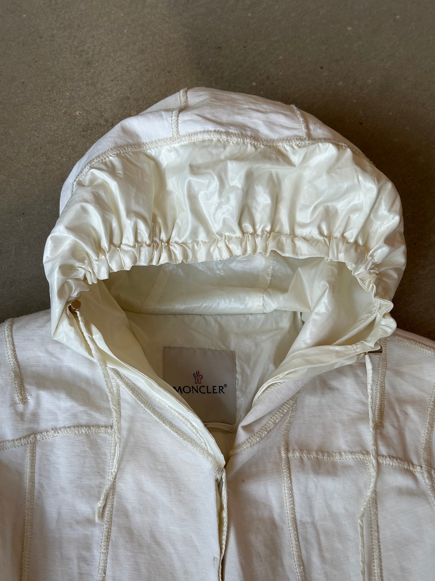 Moncler Jacket White Canvas Parka Size 1
