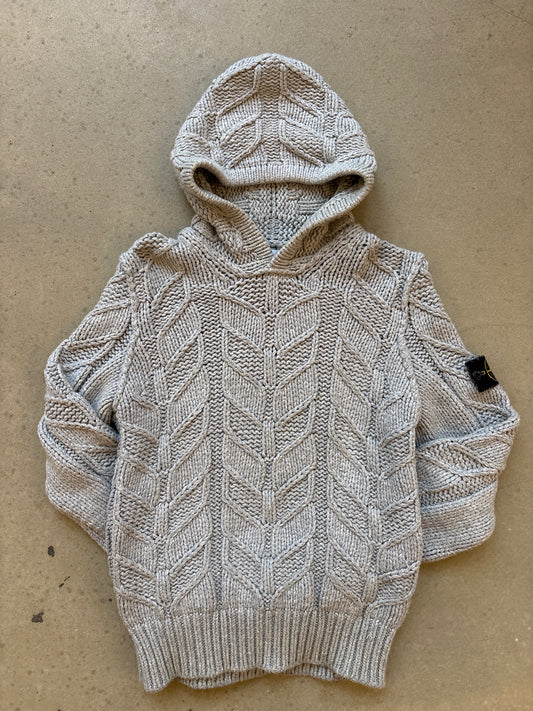 Stone Island Cable Knit Hoodie Grey M