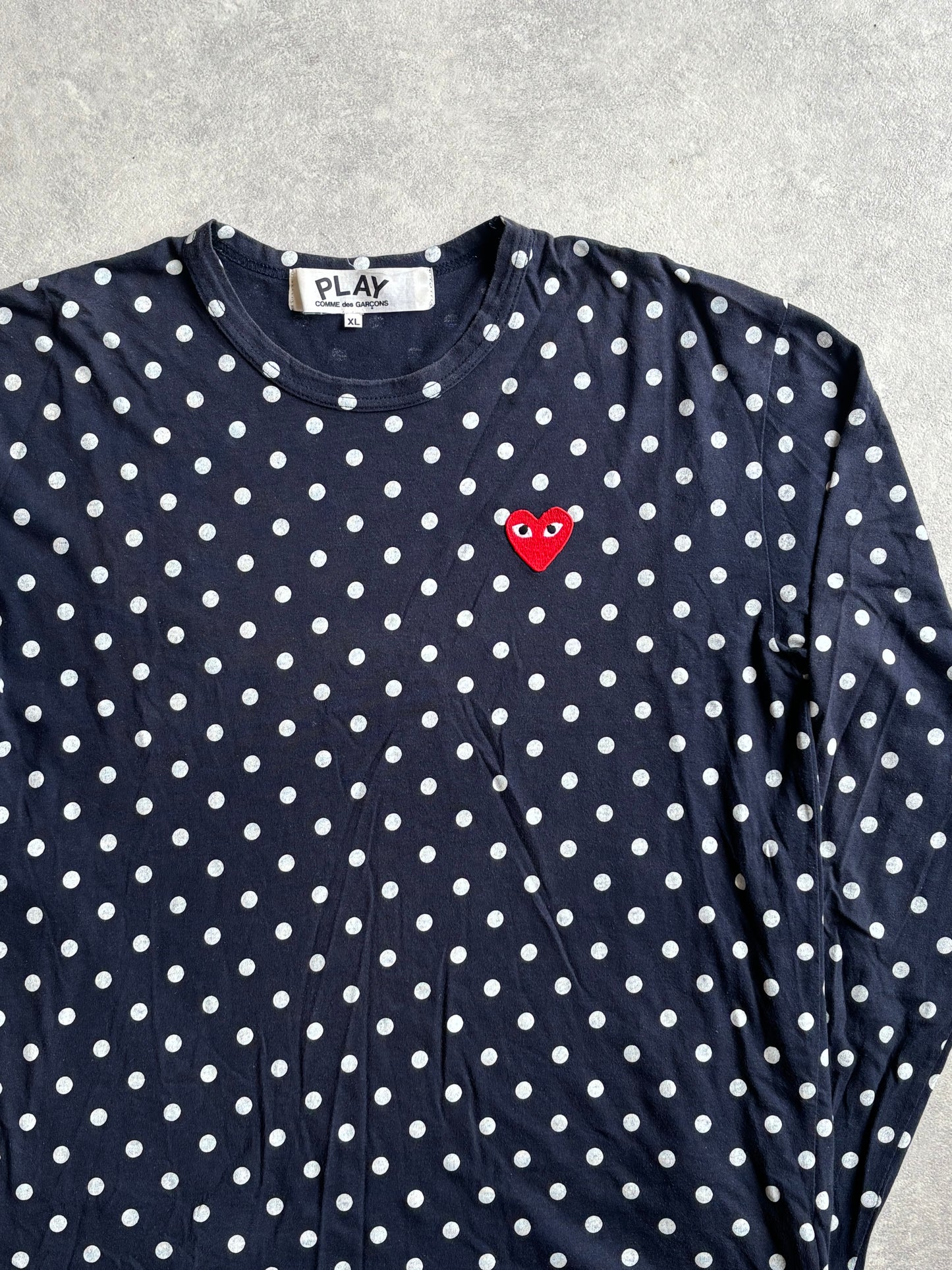 Comme Des Garçons Polka Dot Shirt Navy Size XL