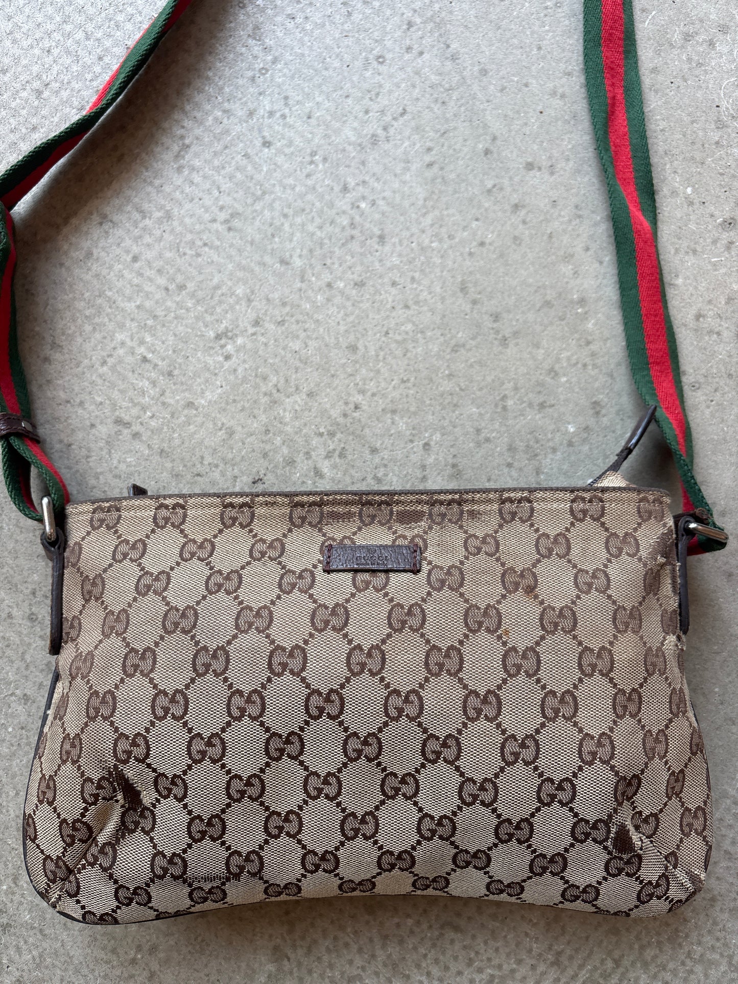 Gucci Monogram Sherry Line Cross Body Bag Brown