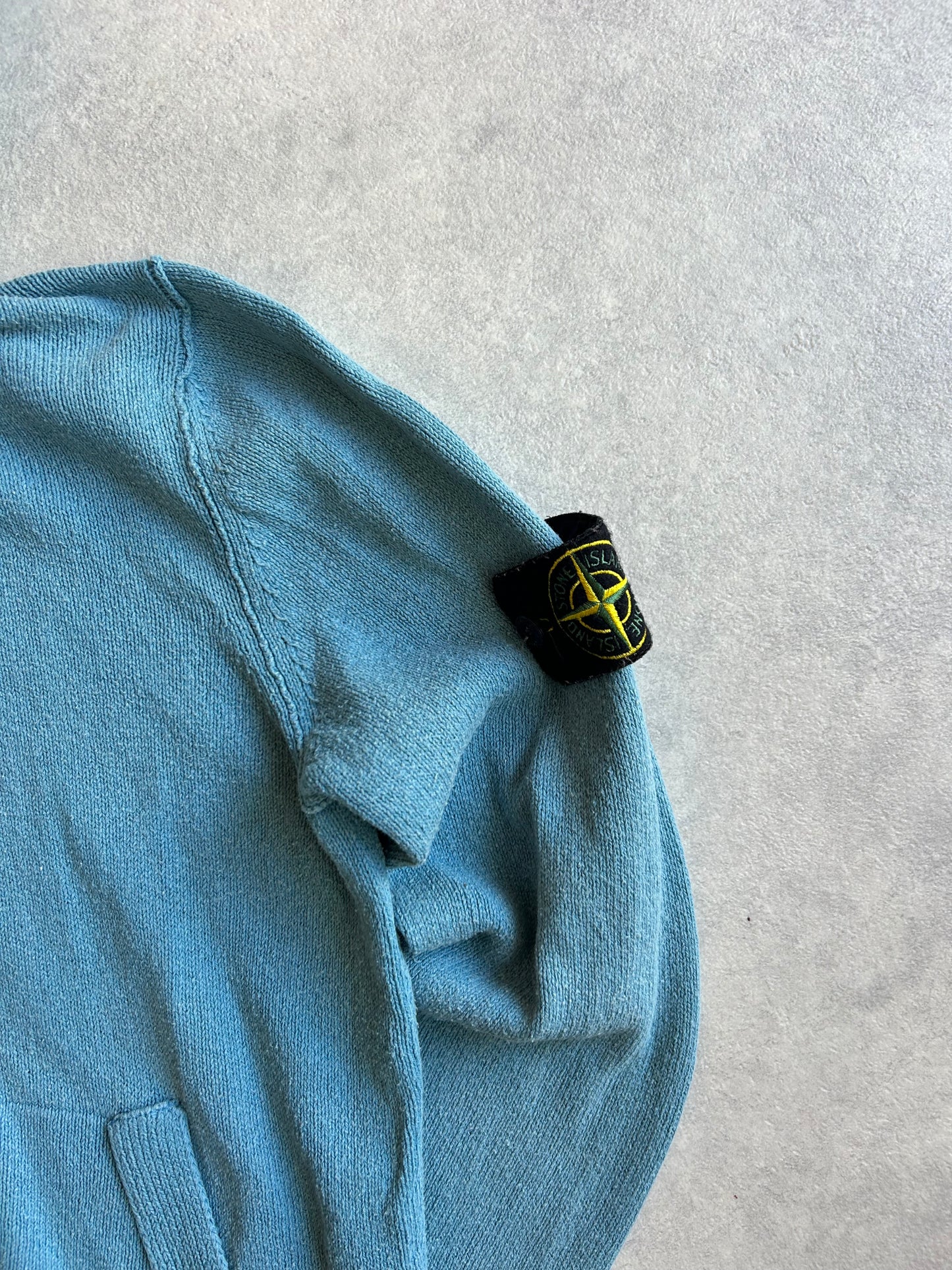 Vintage Stone Island Knitted Zip Up Vest Blue Small
