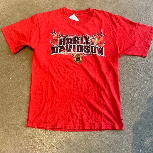 Vintage Firefighter Harley Tee Red L