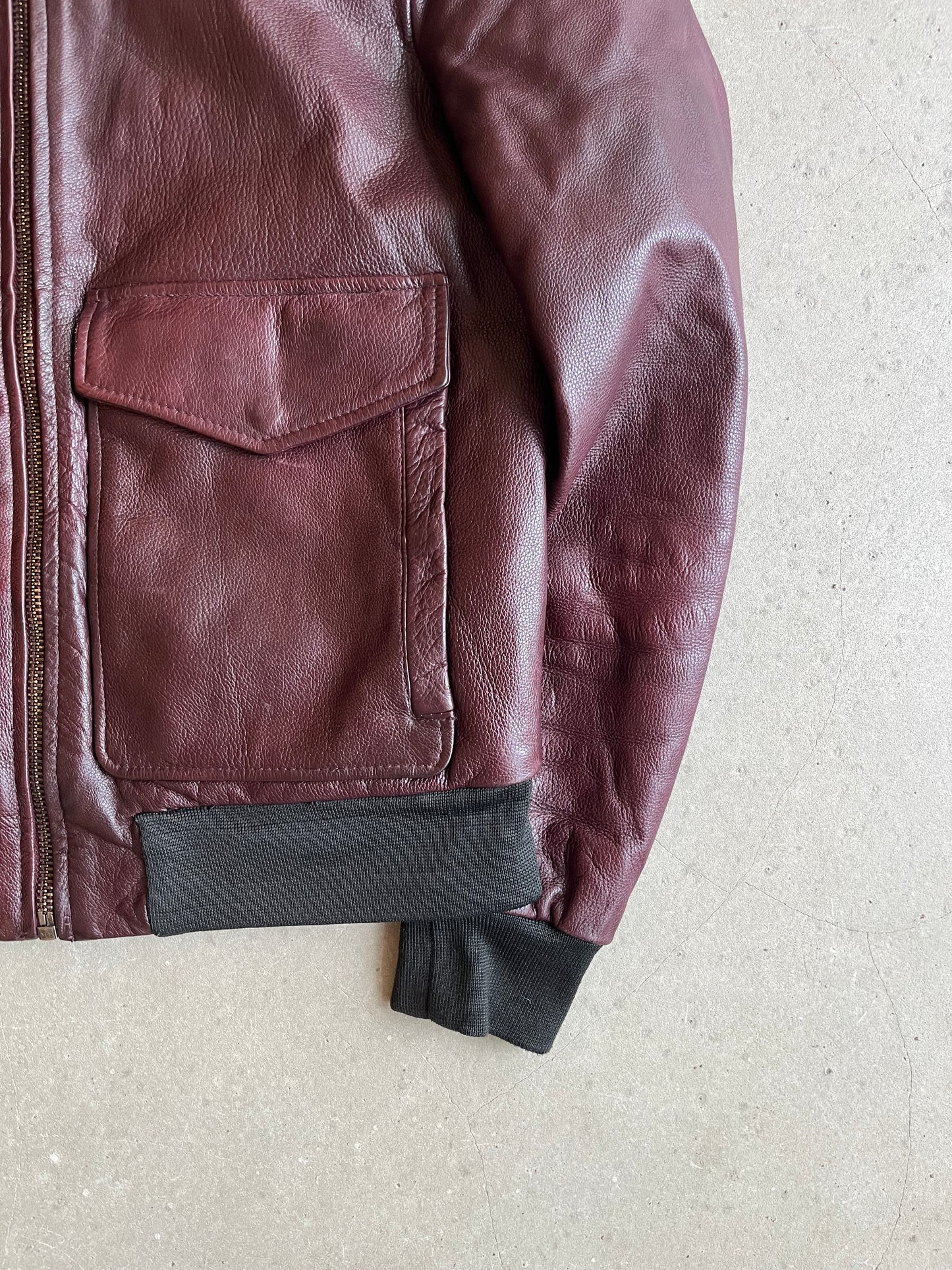 Redskins Leather Bomber Jacket Red M