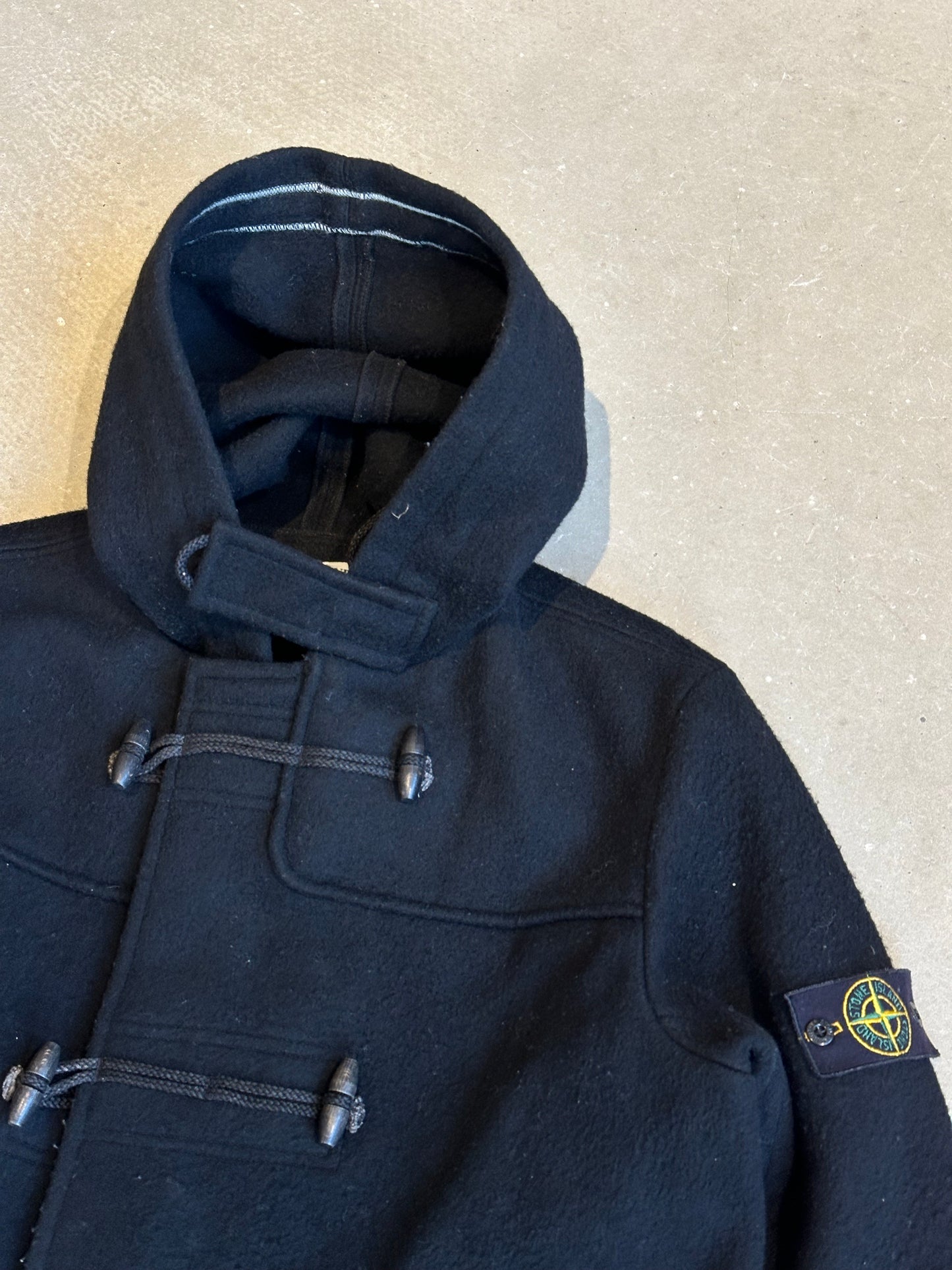 Stone Island 2003 Vintage Wool Duffle Coat Black Large