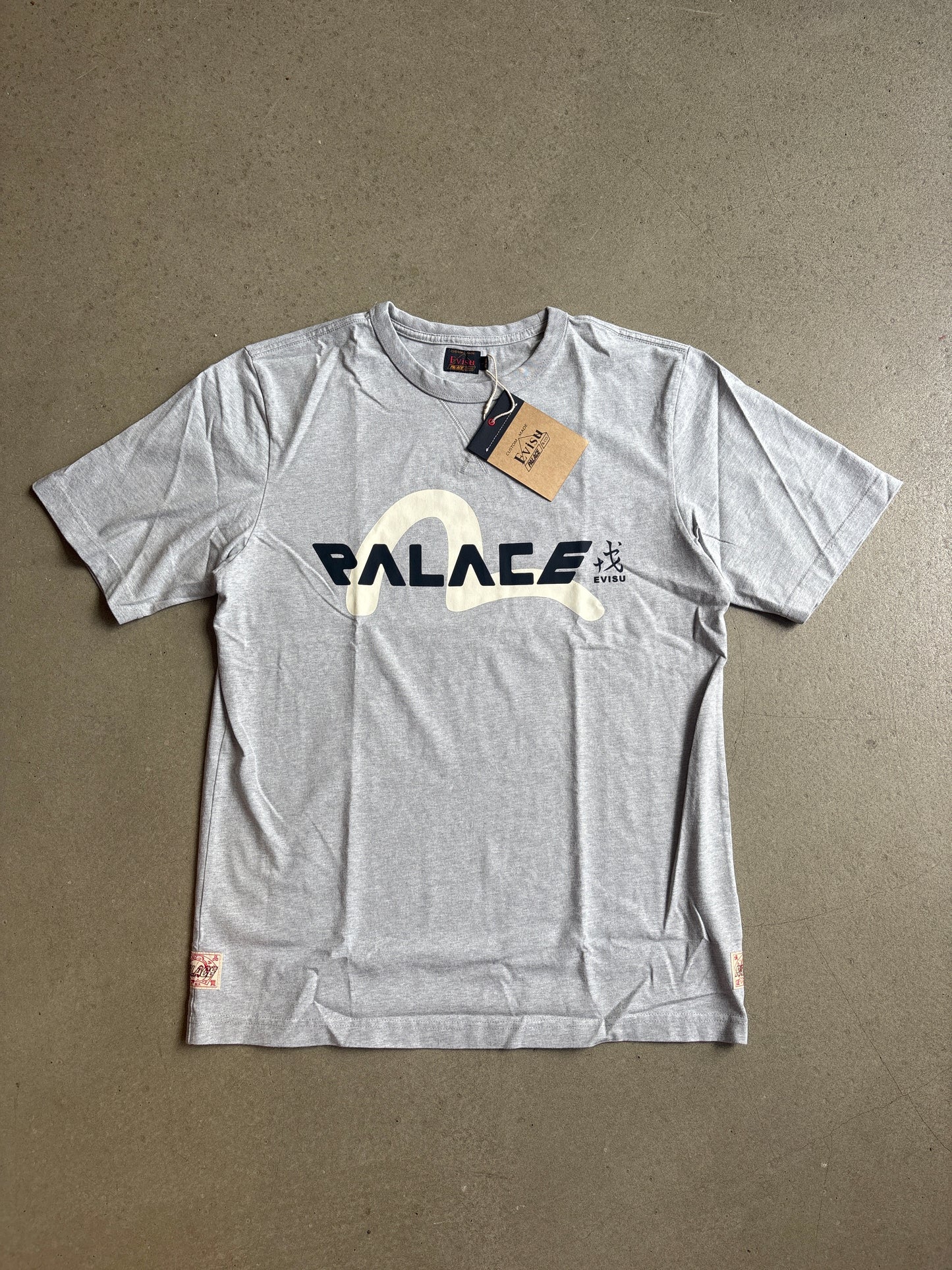 Palace x Evisu Logo T-Shirt Grey Marl