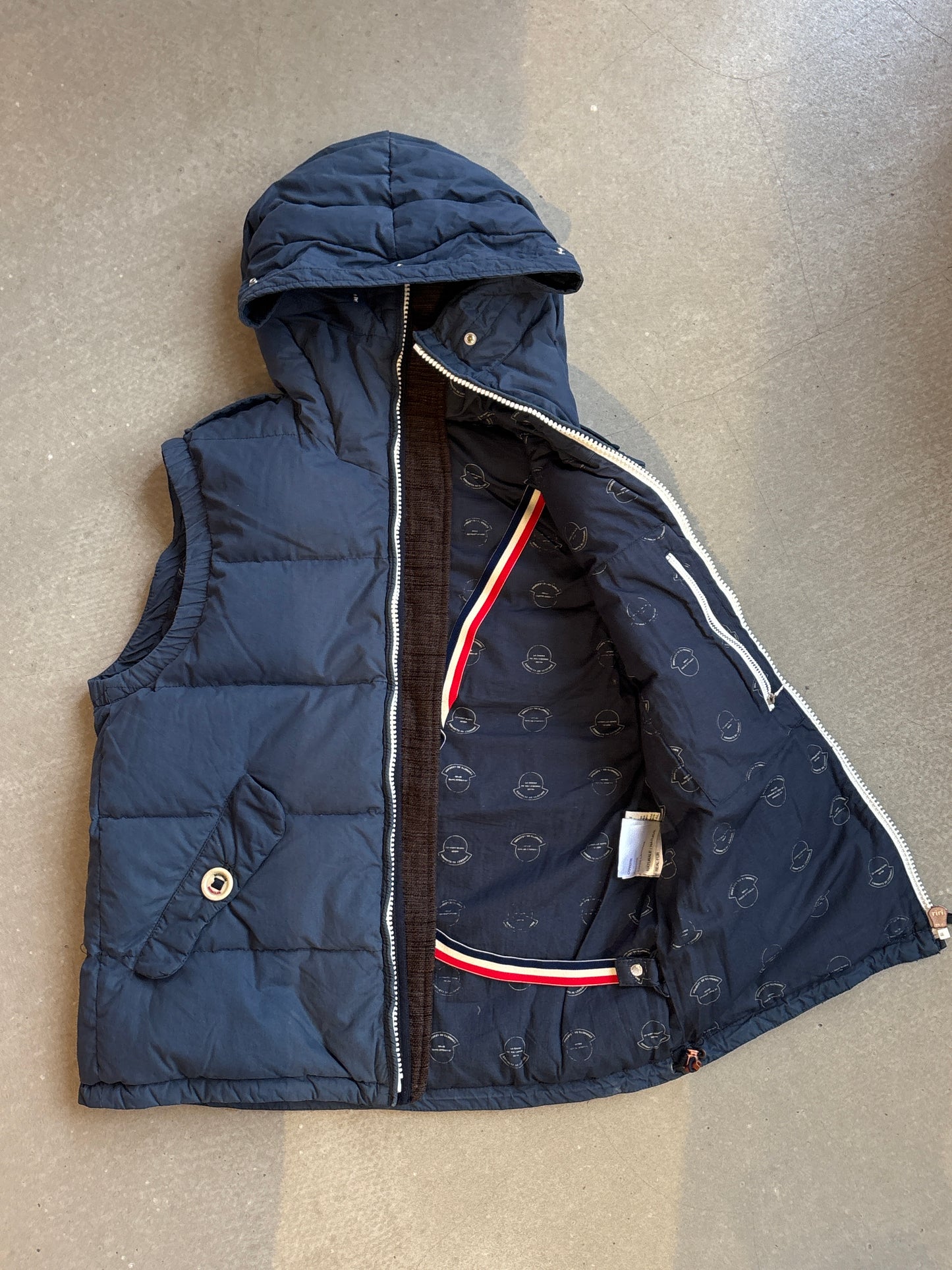 Vintage Moncler Hooded Puffer Vest Navy S