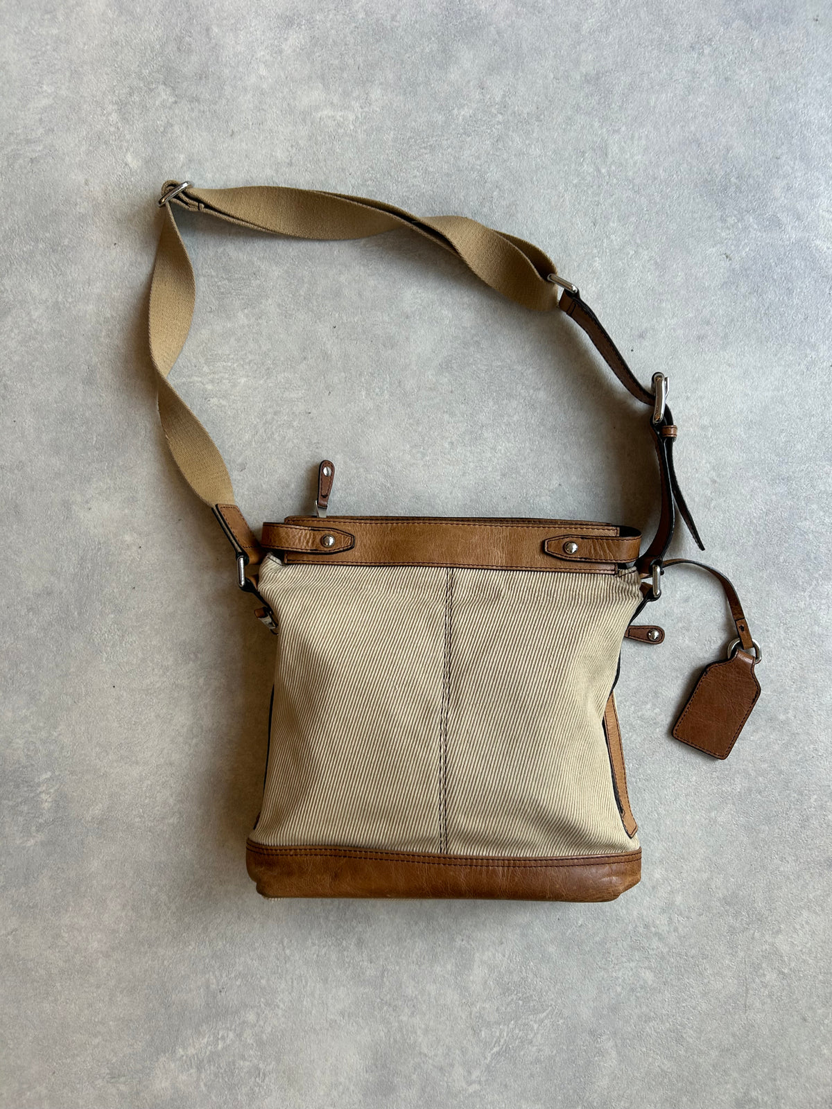 Dolce & Gabbana Corduroy Belt Cross Body Bag Brown