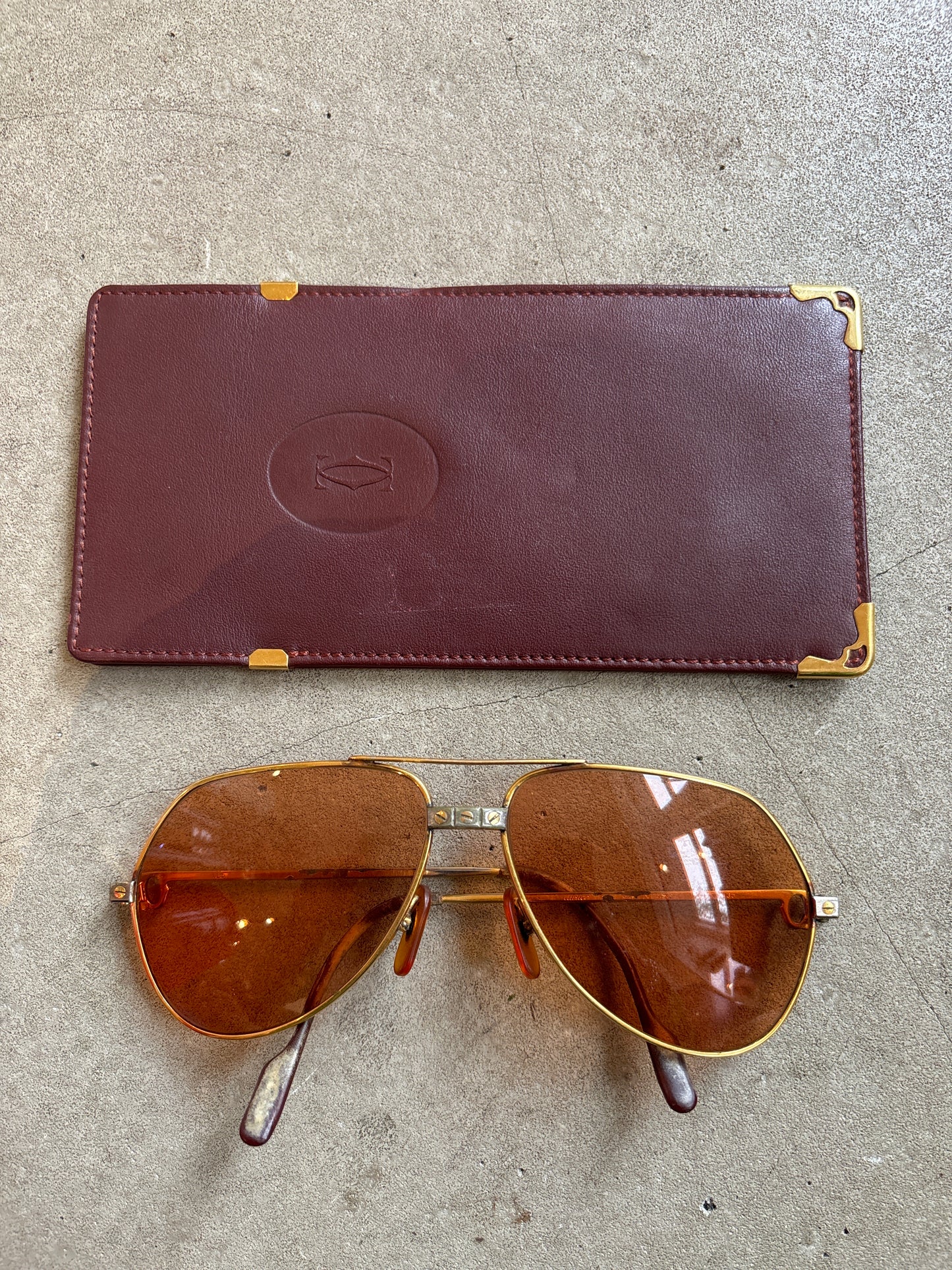 Vintage Cartier Santos Sunglasses Orange