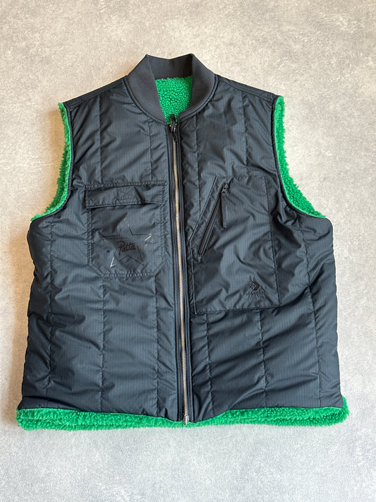 Patta X Converse Bodywarmer Black/ Green Nylon Fleece Size XL