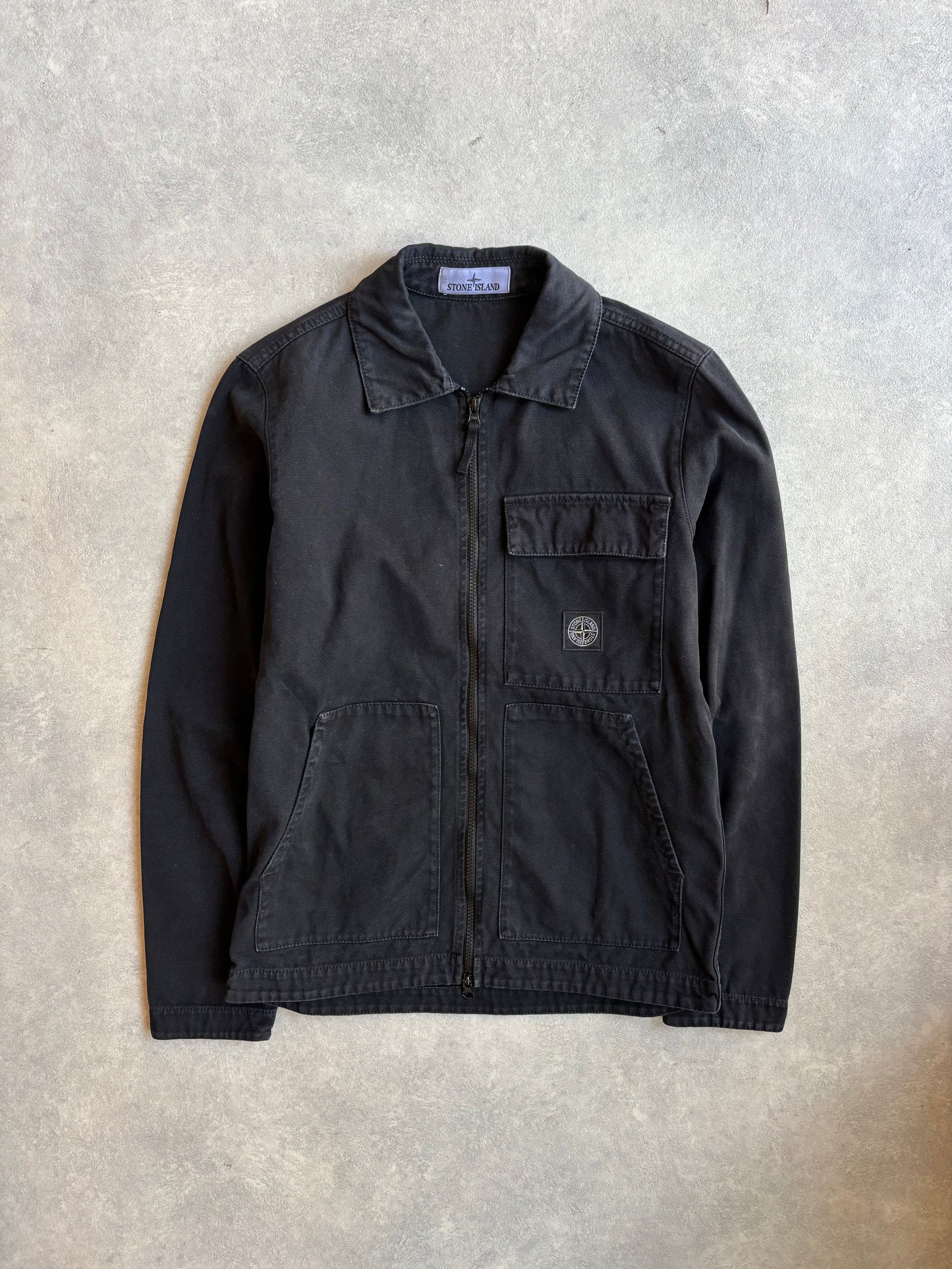 Stone Island Brushed Cotton Canvas Zip Black S