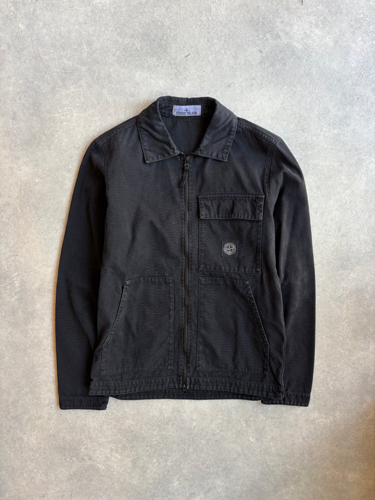 Stone Island Brushed Cotton Canvas Zip Black S