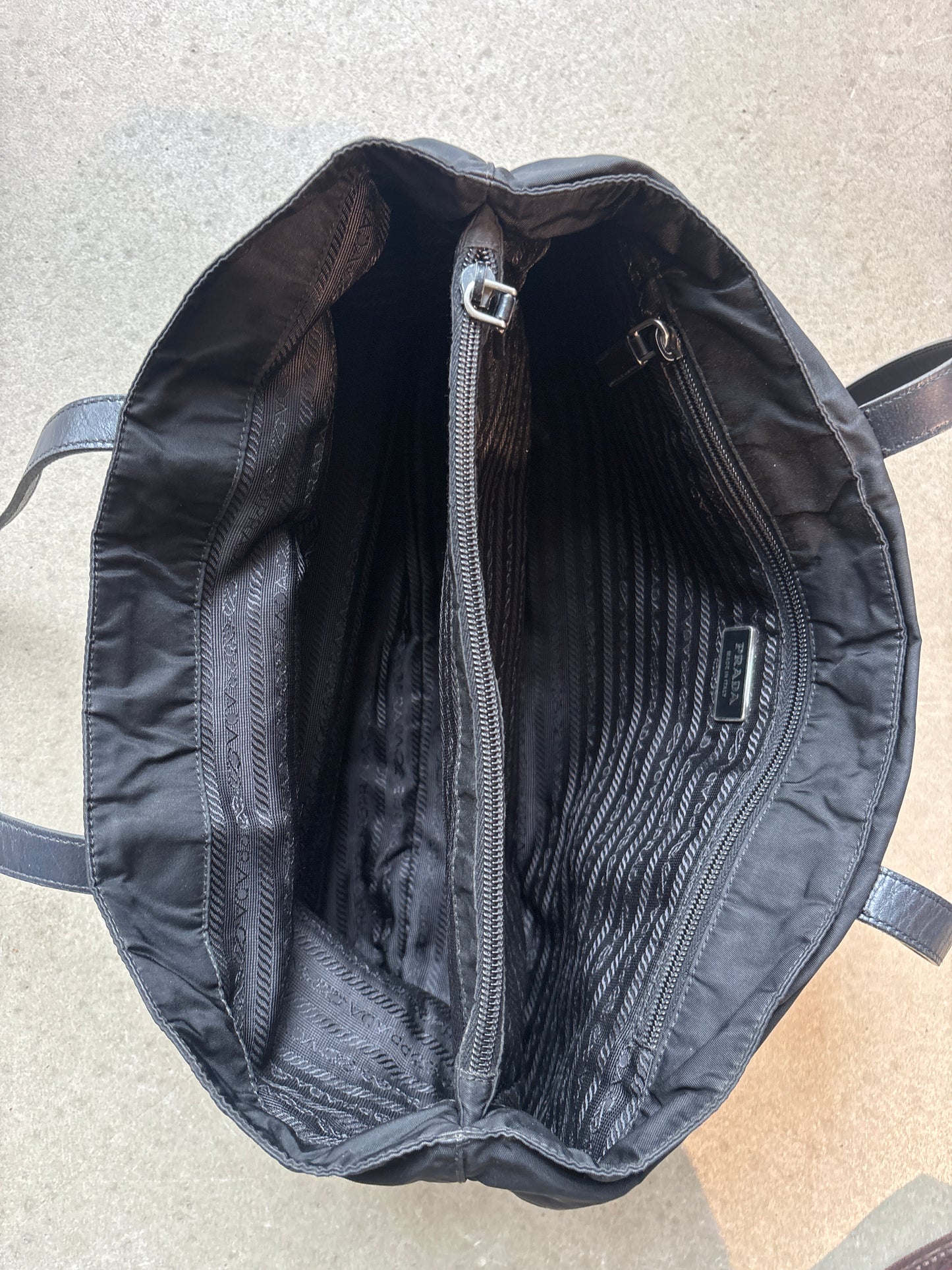 Prada Nylon Multi Pocket Handbag Black