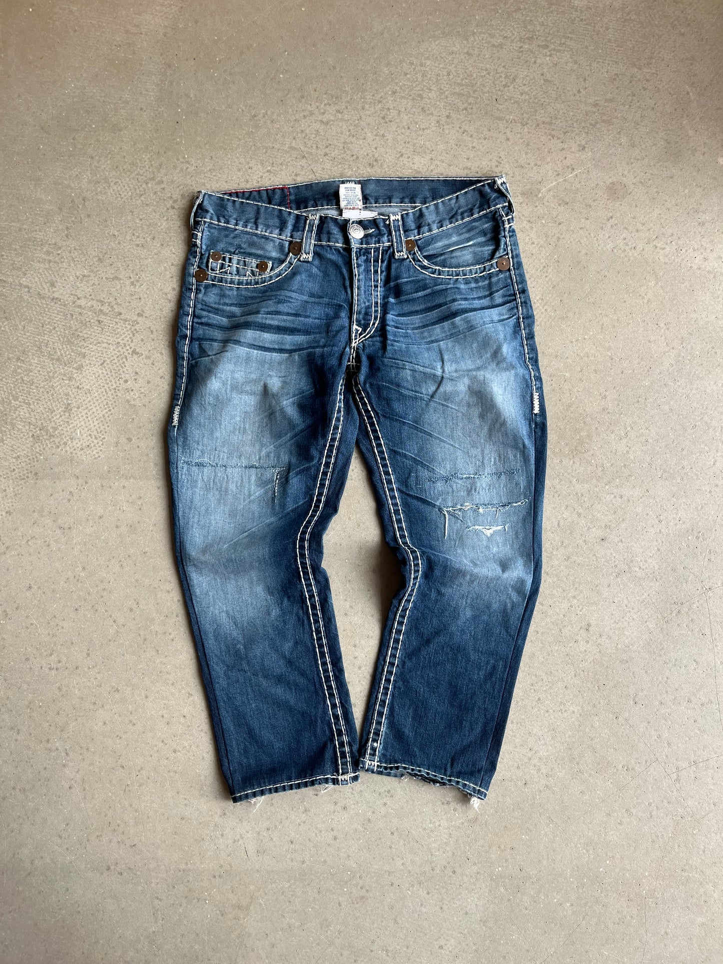 True Religeon Bobby Super T White Stitch Size 36