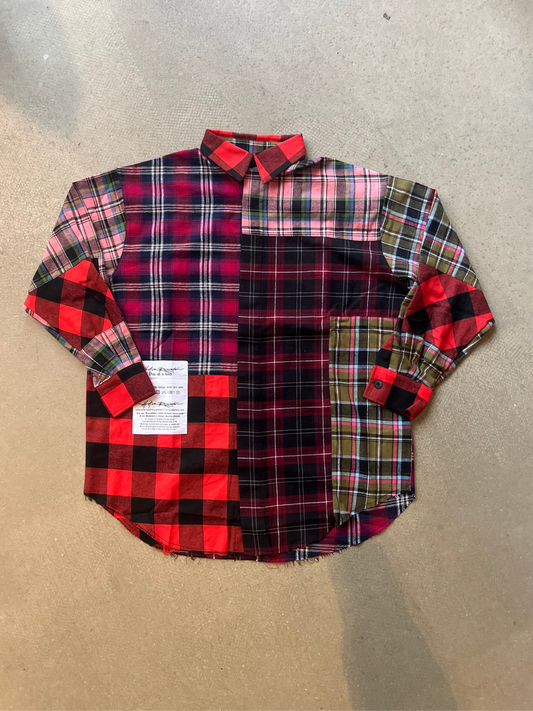 Re-cut Flannel Shirt Sally with Snake Red
