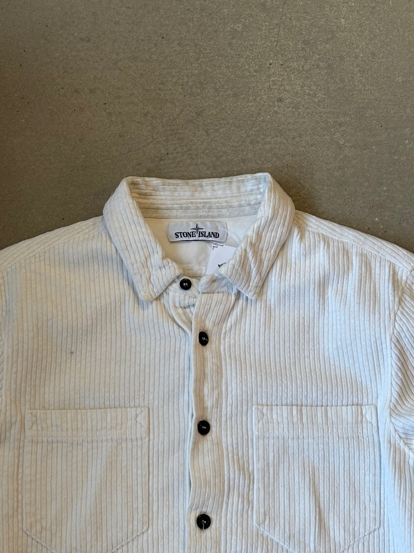 Stone Island Button Up White Curdoroy S
